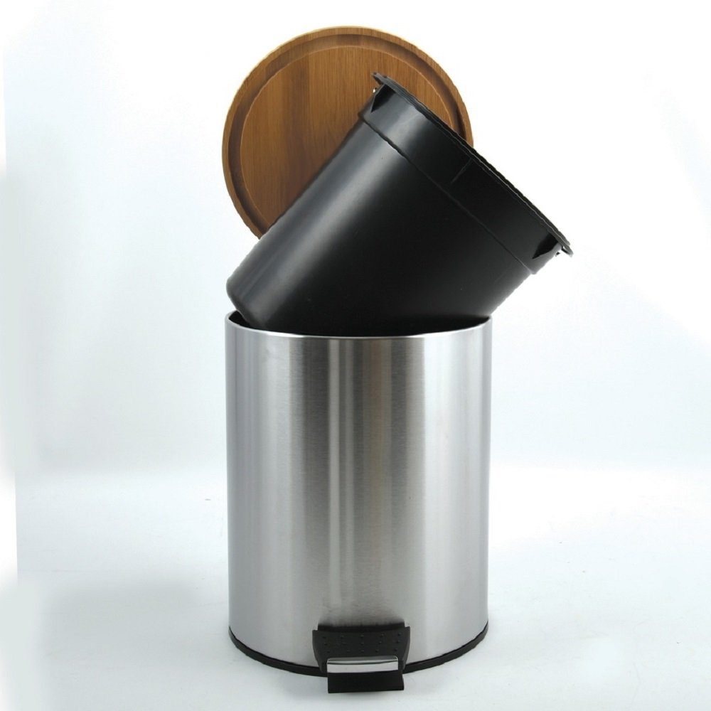 spirella Kosmetikeimer ADONIS, Treteimer mit Softclose-Absenkautomatik, herausnehmbarem Inneneimer, Anti-Fingerprint-Beschichtung, matt satiniert, 3L, silber brushed matt