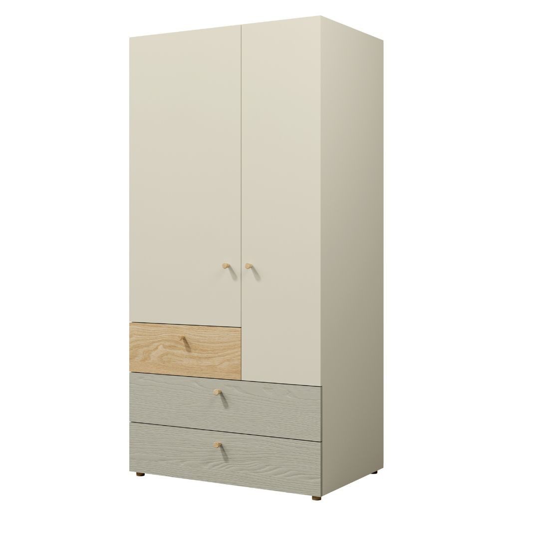 Compleo Kleiderschrank mit zwei Türen und 3 Schubladen SKY Modern Kinderzimmerschrank Schrank für Spielzeug und Kleidung