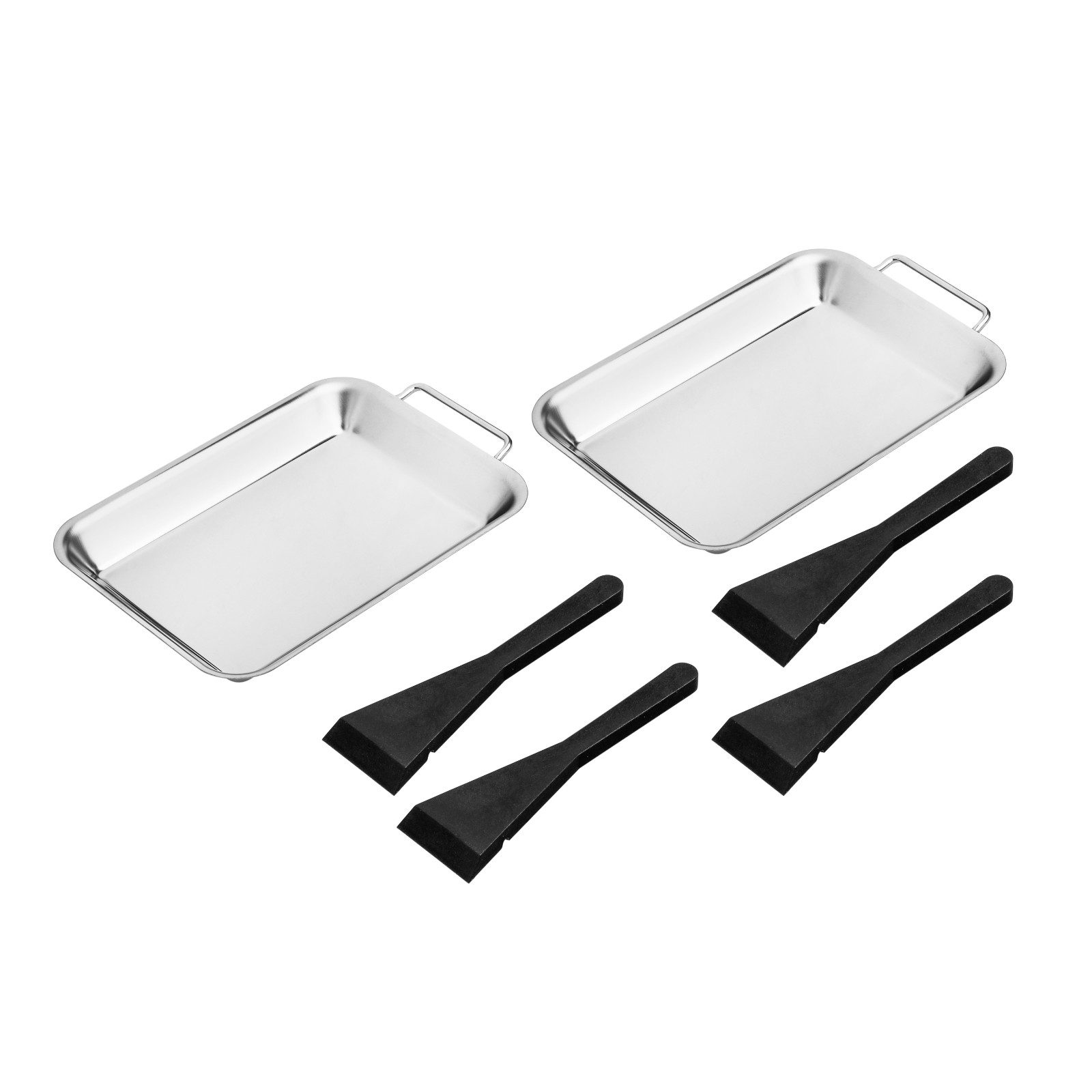 Haushalt International Im- und Export GmbH Grillschale Grilbehälter Grillpfanne Edelstahl 2tlg + 4 Schaber, Edelstahl, (Set, 6-St., Packung), 6tlg, Kunststoffsc – Bild 4 von 4