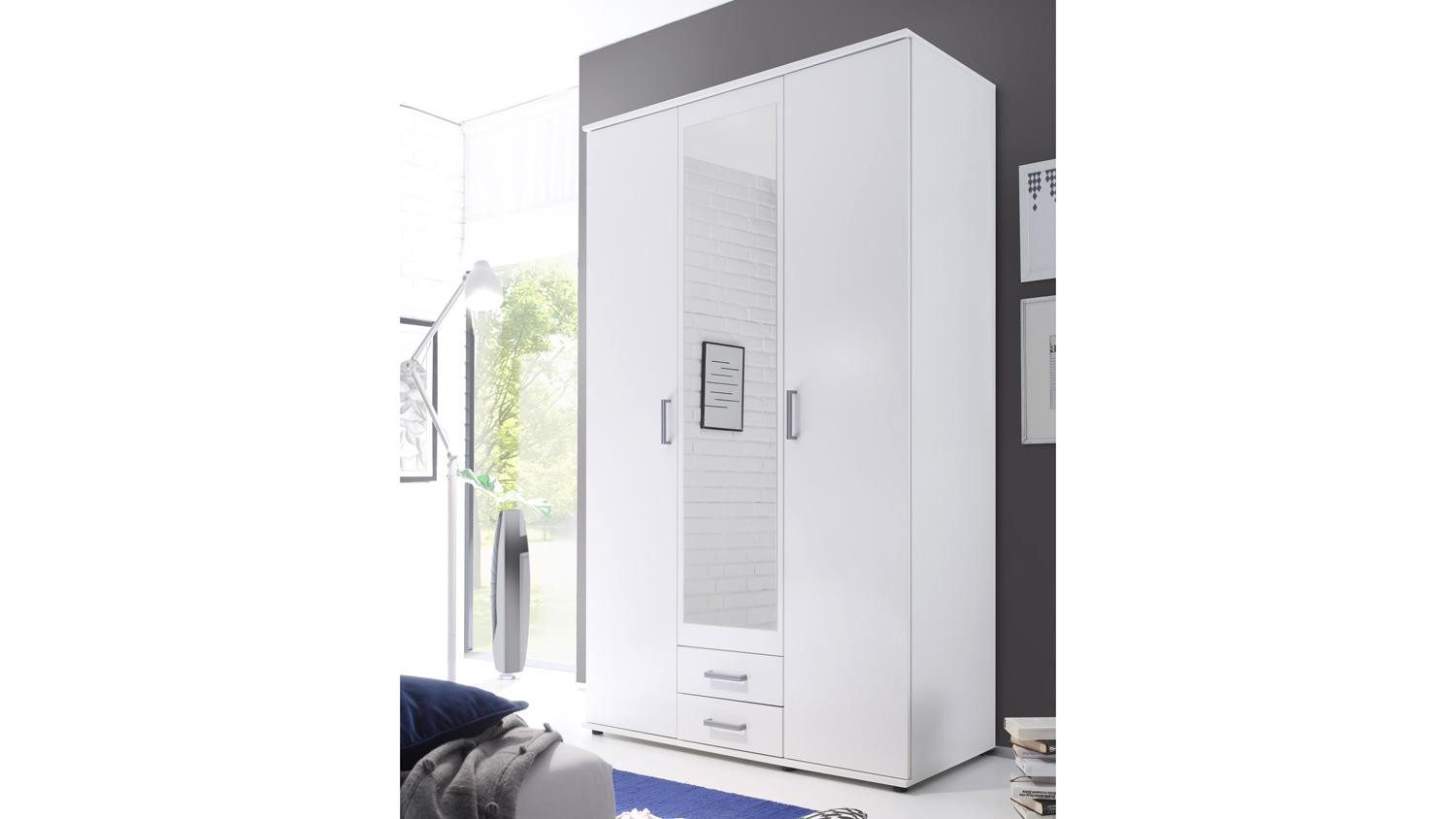 Bega Consult Kleiderschrank Kleiderschrank Karl Drehtürenschrank 3-türig weiß inkl. Spiegel 120 cm