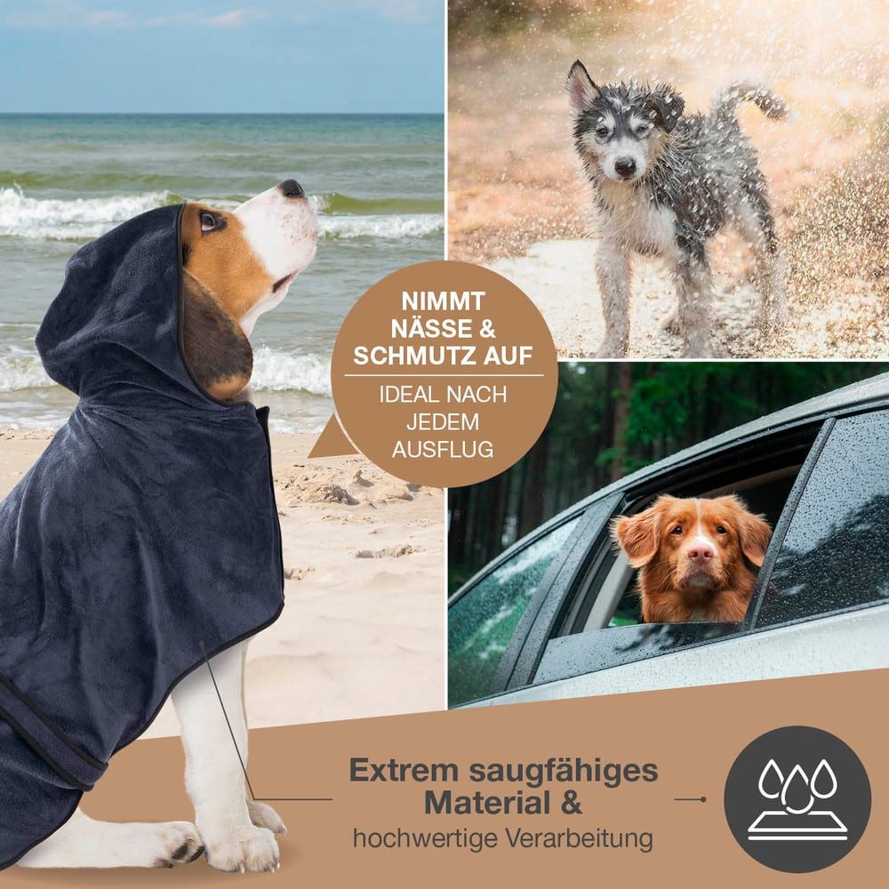 FLUFFINO® Hundebademantel FLUFFINO Hundebademantel, Saugfähig und schnelltrocknend mit Klettverschluss