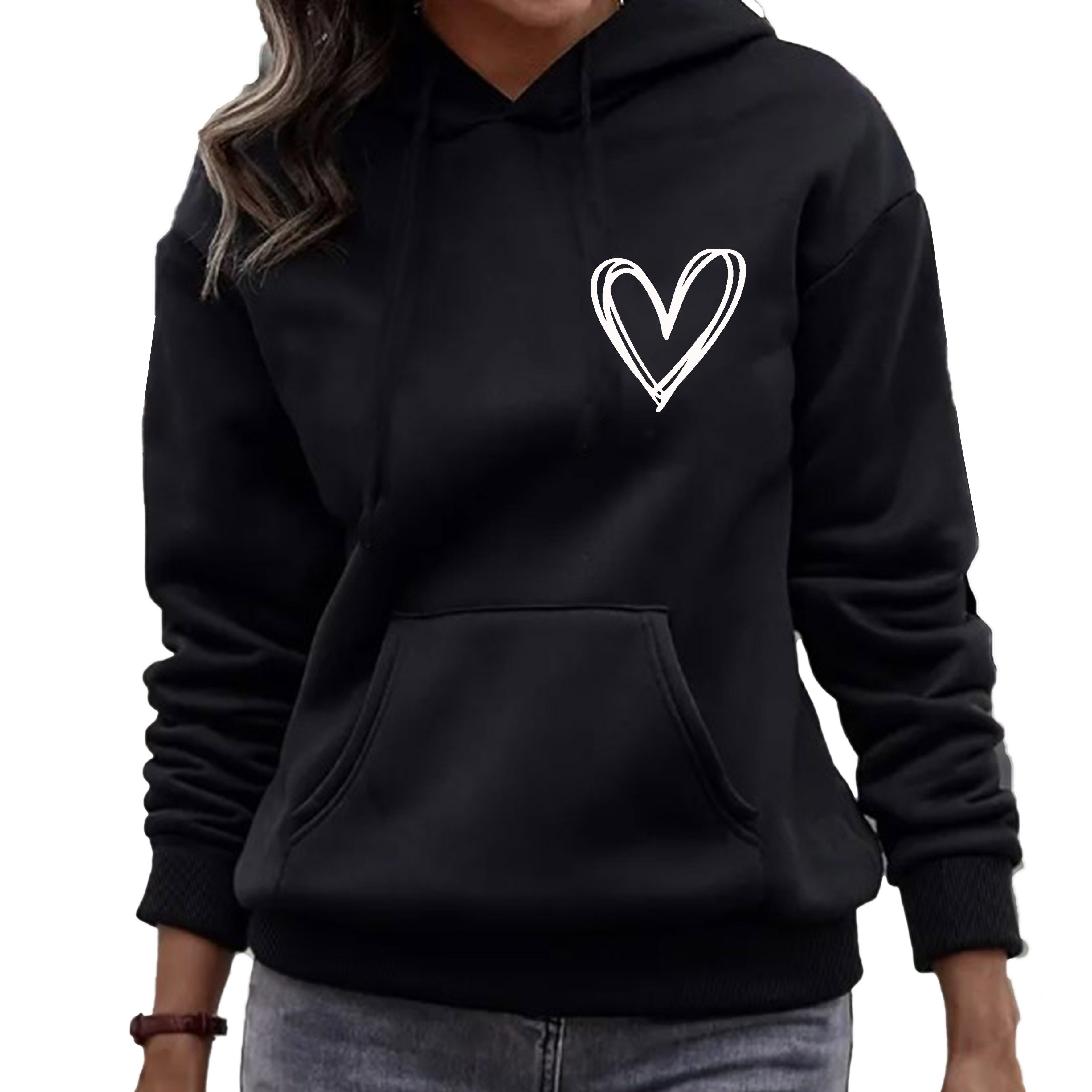 Hoodie Damen Hoodie Love Liebe Herz Unifarbe