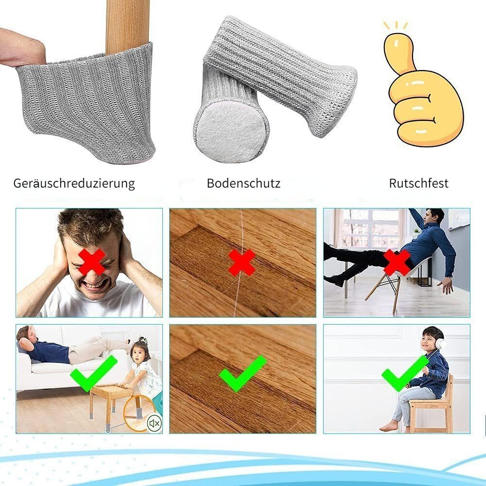 Blusmart Stuhlsocke 12/24-teilige Stuhlbeinkappe, (Hochelastische Möbelsocken, 1 St), Stuhlbeinschoner( Möbel, Stuhlbeine, Tisch) – Bild 3 von 5