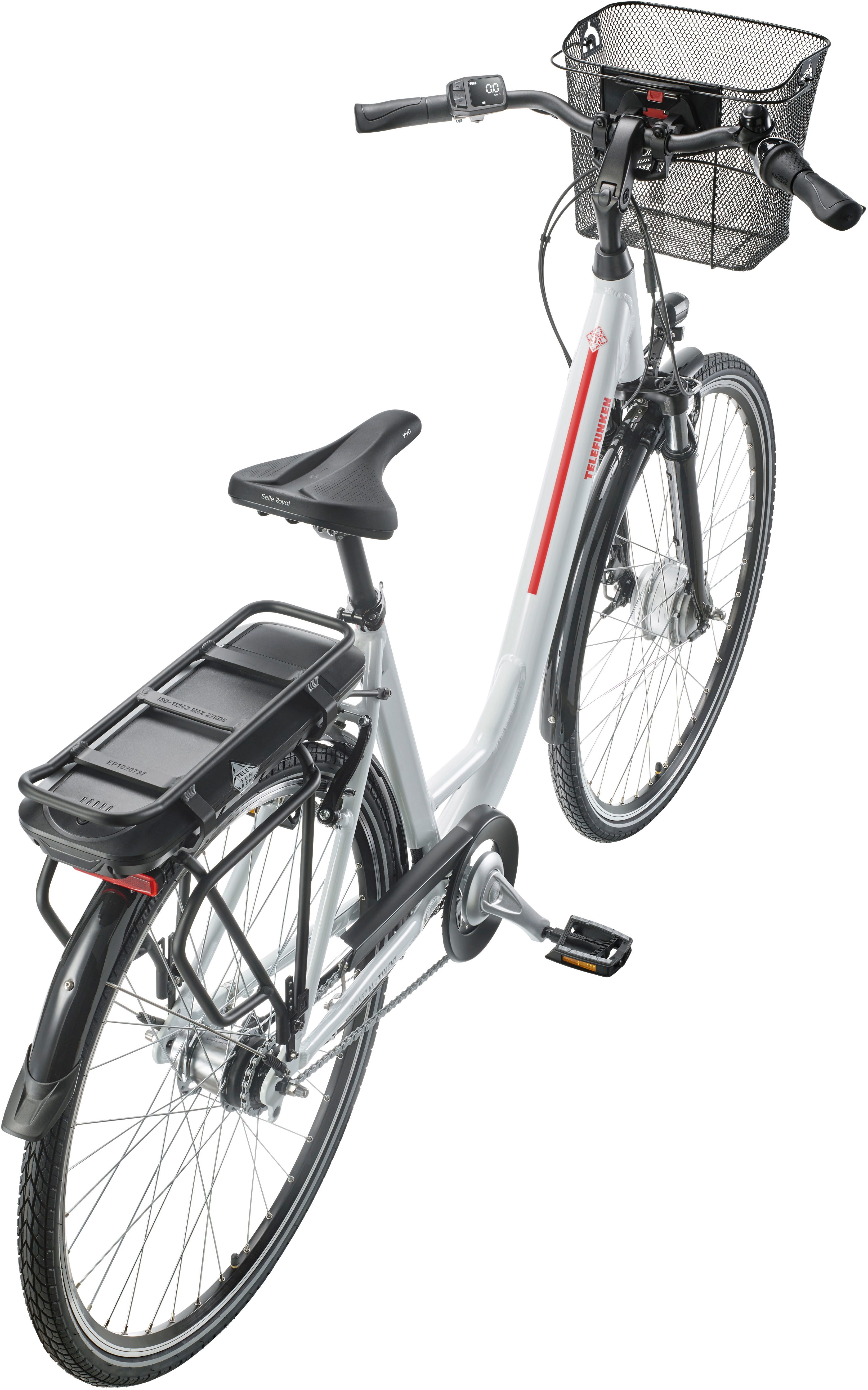 Telefunken E-Bike Cityrad Multitalent RC657, 7 Gang Shimano Nexus Schaltwerk, Nabenschaltung, Frontmotor, 536,5 Wh, Pedelec, Elektrofahrrad für Damen u. Herren