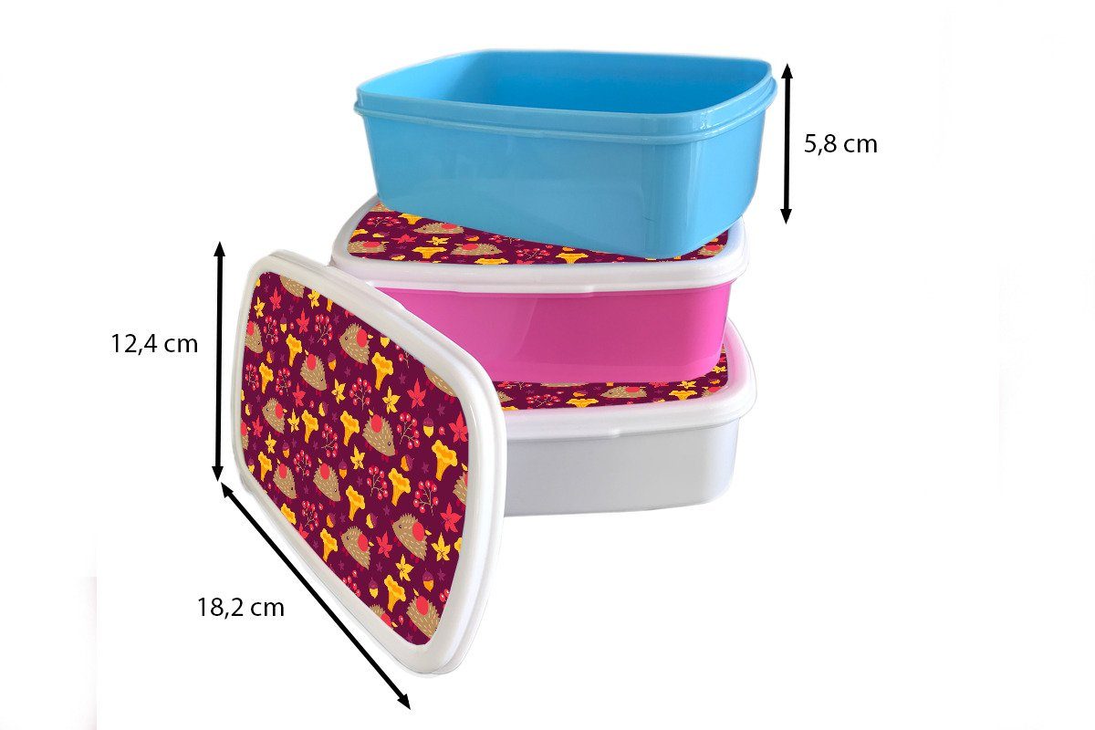 Pilz rosa Snackbox, Igel - (2-tlg), MuchoWow Muster, Lunchbox Kunststoff Erwachsene, für Kinder, Kunststoff, - Mädchen, Brotbox Brotdose