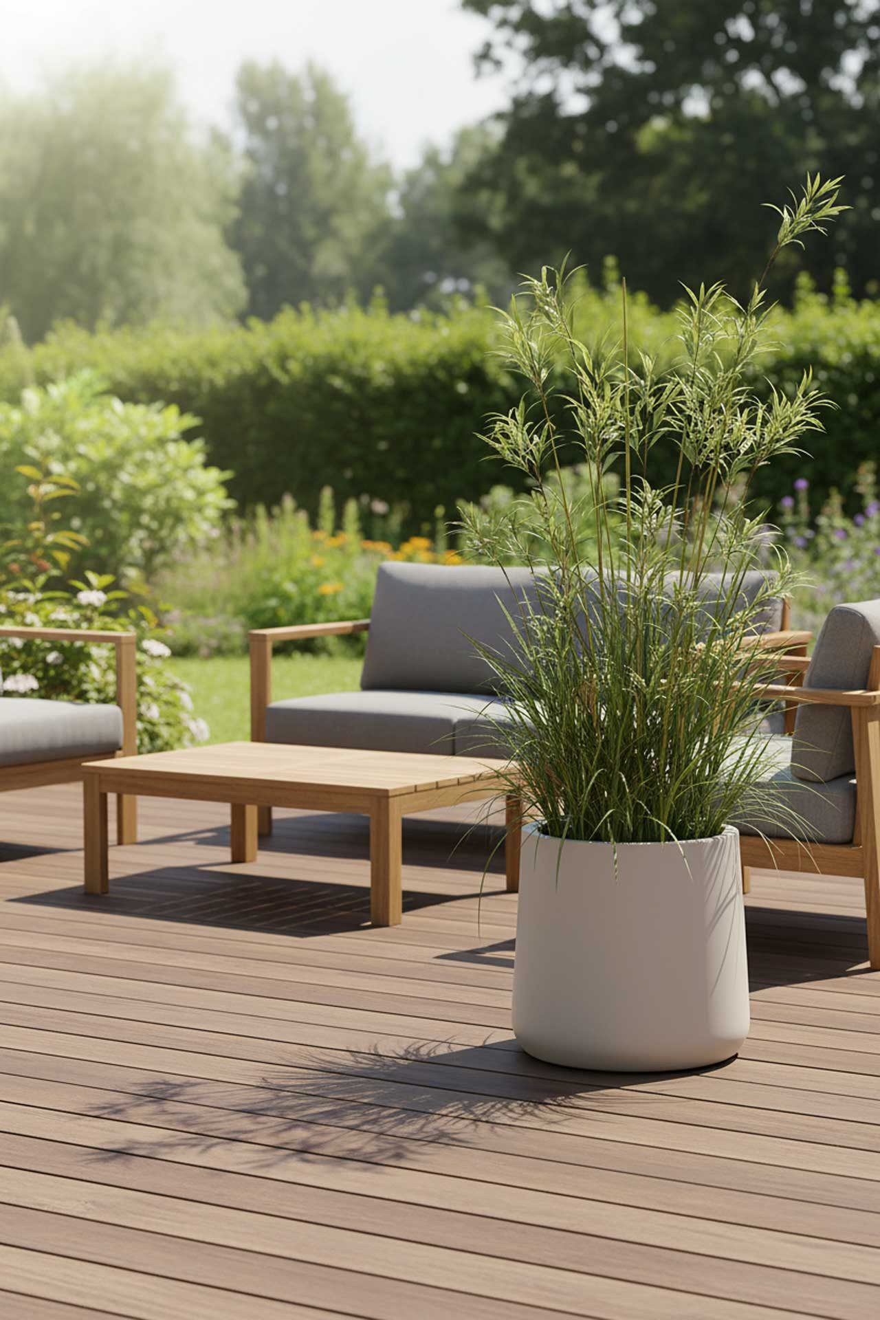 VIVANNO Blumentopf Fiberglas VEKRA Rund - Creme Matt (1 St), 42x40 cm