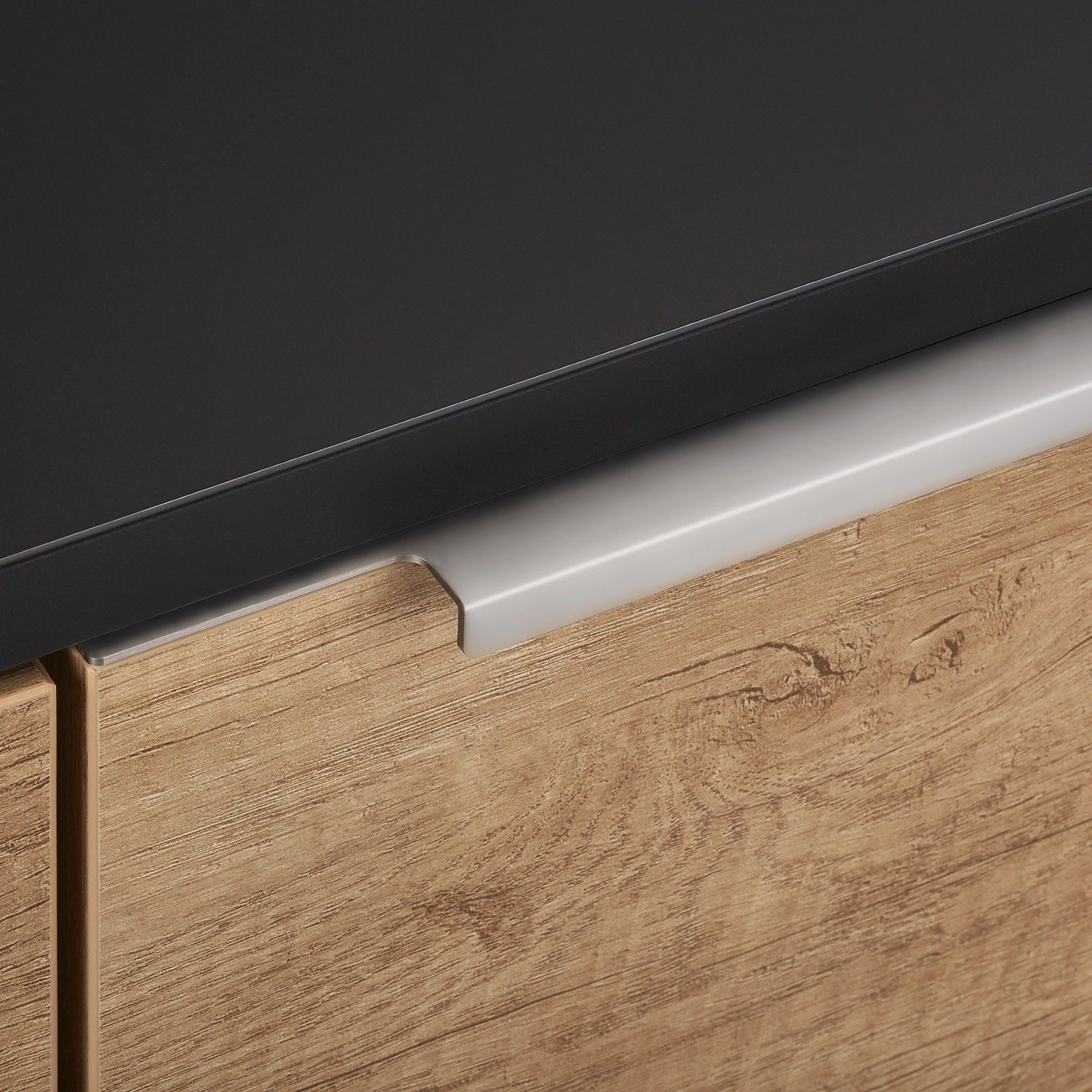 SO-TECH® Möbelgriff BLANKETT Slim Chrom matt Profilgriff zum Schrauben (2-St), Griffleiste 295mm, wird an die Frontinnenseite verschraubt