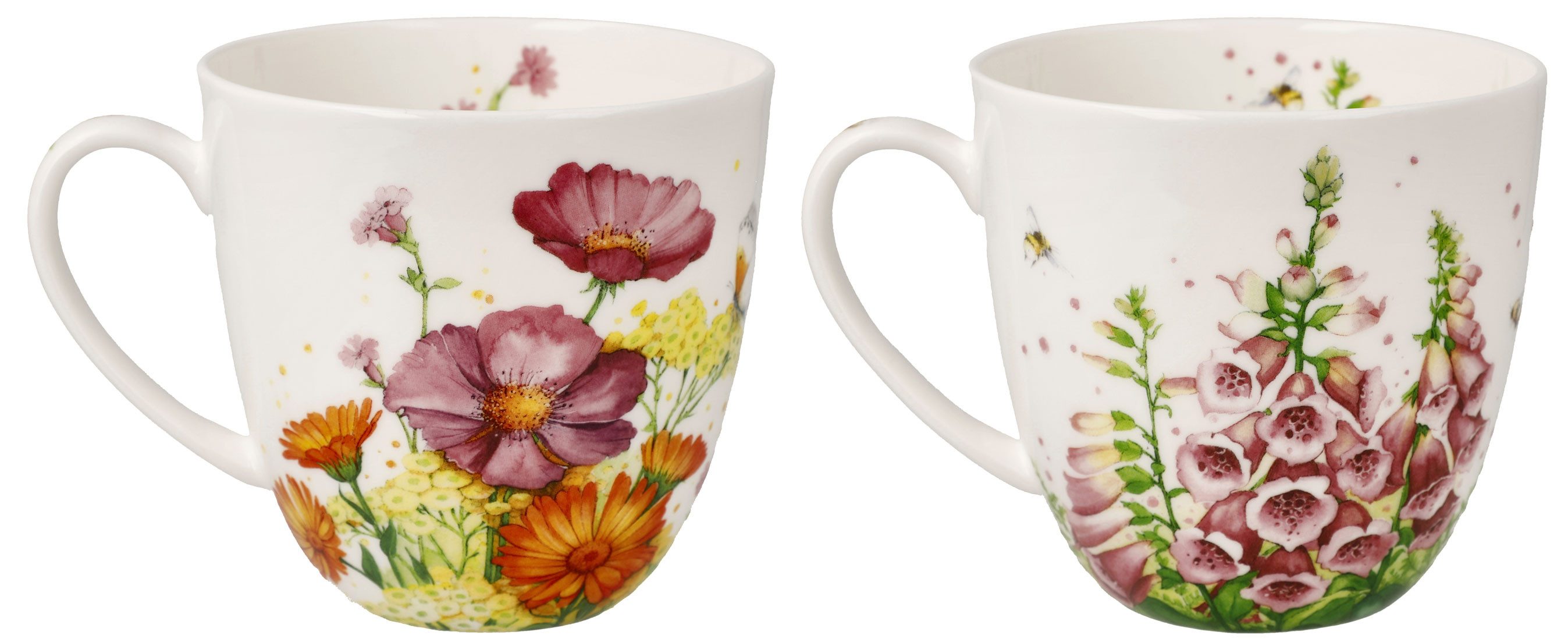 Dekomiro Becher Goebel 2teilig Tasse Set mit floralen Motiven rose, 2-tlg., Porzellan