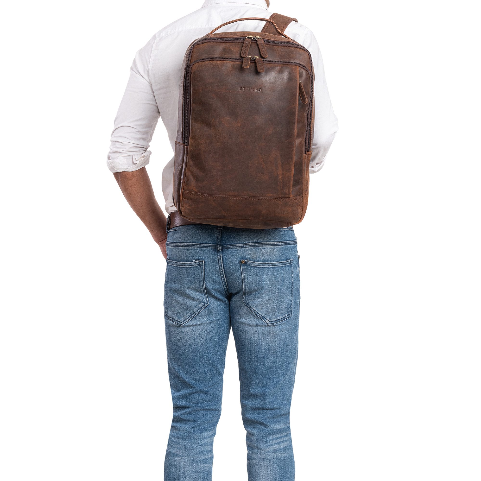STILORD Notebookrucksack "Beck" Business Rucksack Herren Leder
