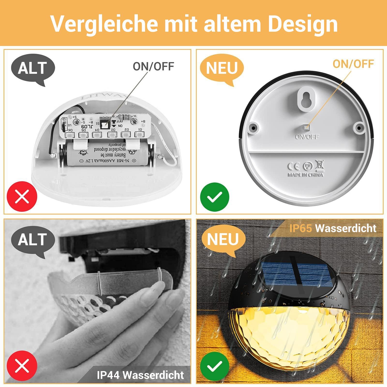 2 Elegear Solarleuchte PCS LED Deko Outdoor, Gartenleuchte Weihnachten Außen/Garten/Zaun, IP65 für