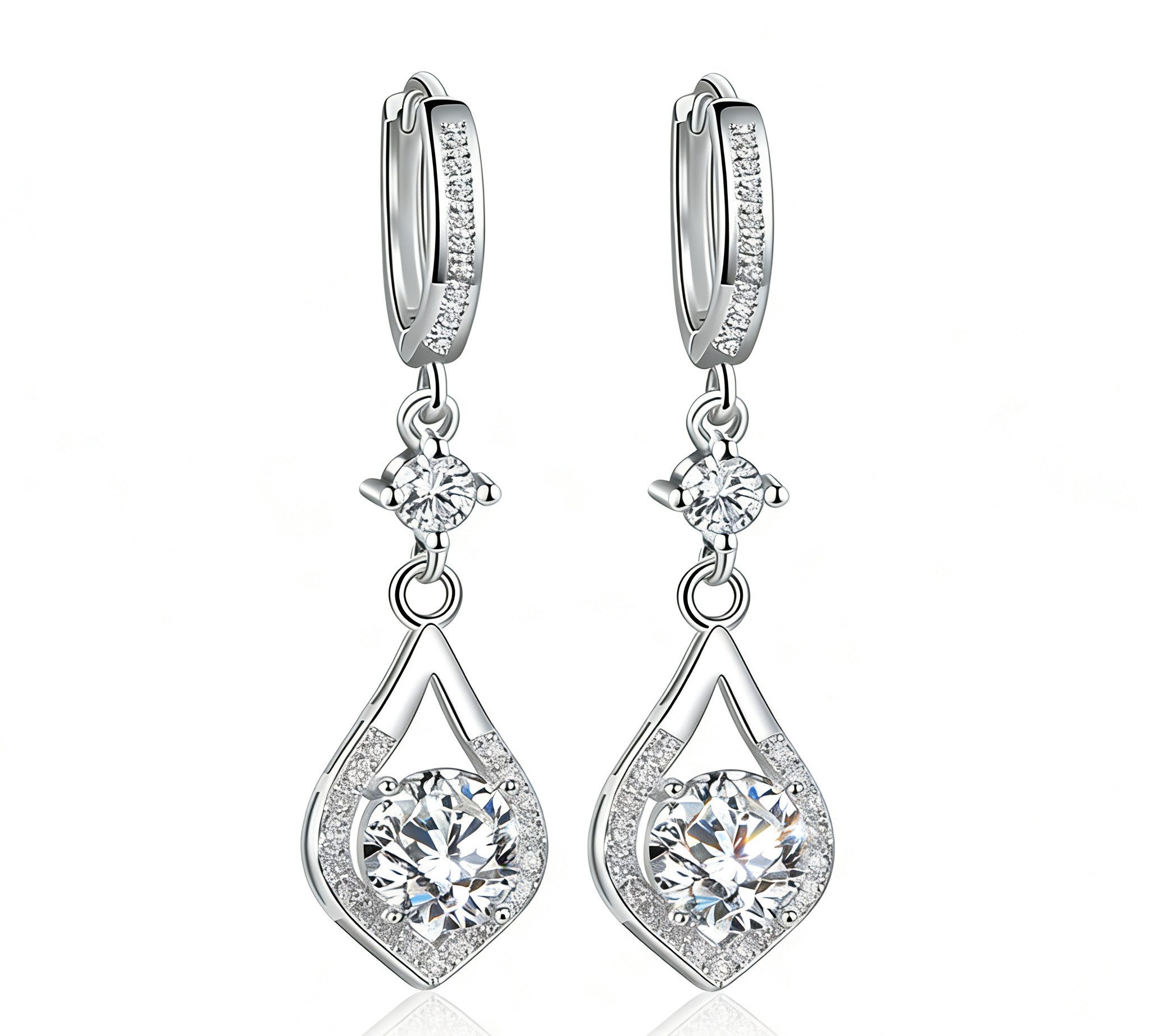 Jumpeak Paar Ohrhänger ohrringe damen, gold ohrringe damen 585 echtgold, lange ohrringe hängend, 0.5ct ohrringe modeschmuck, ohrringe hochzeit, weißgold ohrringe
