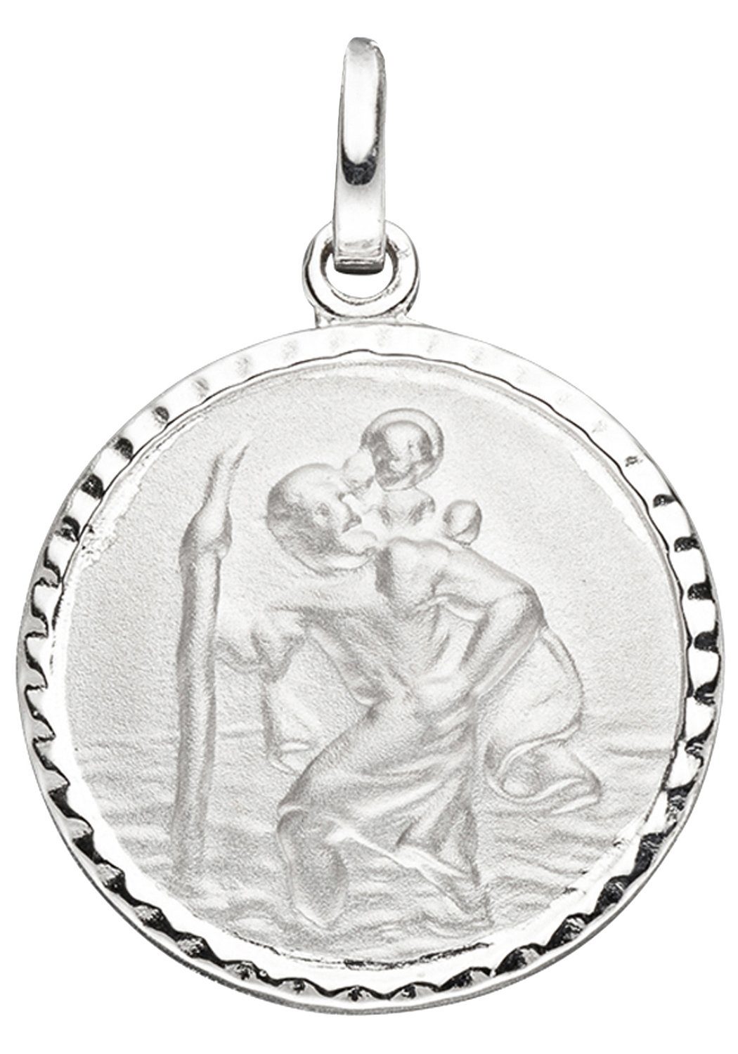 JOBO Runder Anhänger Schutzpatron Christophorus, rund 925 Silber