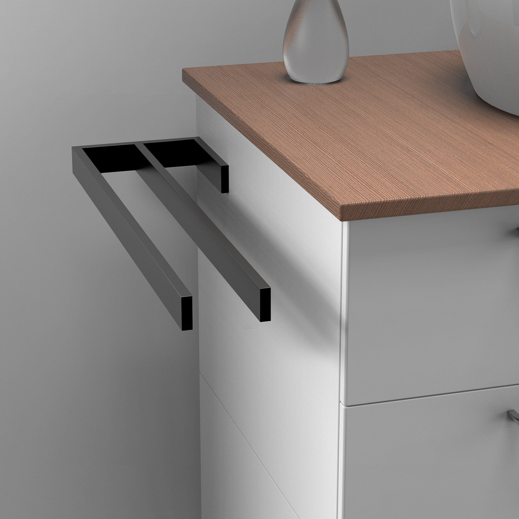 kalb Handtuchhalter Handtuchhalter Jörn, 2 Stangen, schwarz, L: 400mm, H: 2 günstig online kaufen