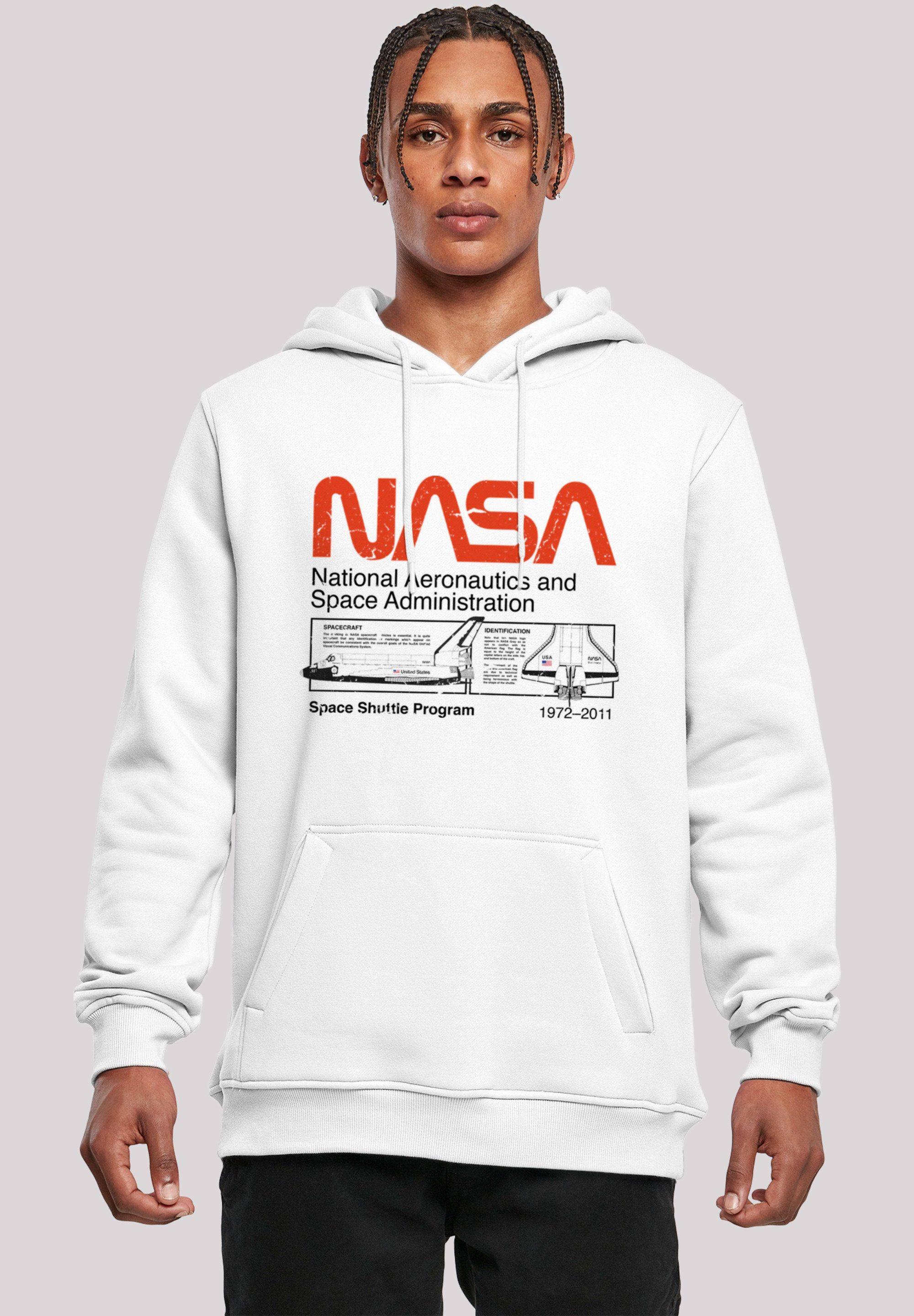 F4NT4STIC Sweatshirt NASA Classic Space Shuttle White Herren,Premium Merch ,Slim-Fit,Kapuzenpullover,Bedruckt, Verstellbare Kapuze und geräumige  Kängurutasche | Sweatshirts