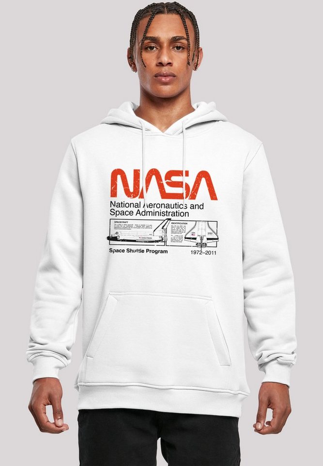 Herren,Premium NASA Sweatshirt Merch Shuttle Kapuze Space und geräumige Kängurutasche Classic Verstellbare ,Slim-Fit,Kapuzenpullover,Bedruckt, White F4NT4STIC