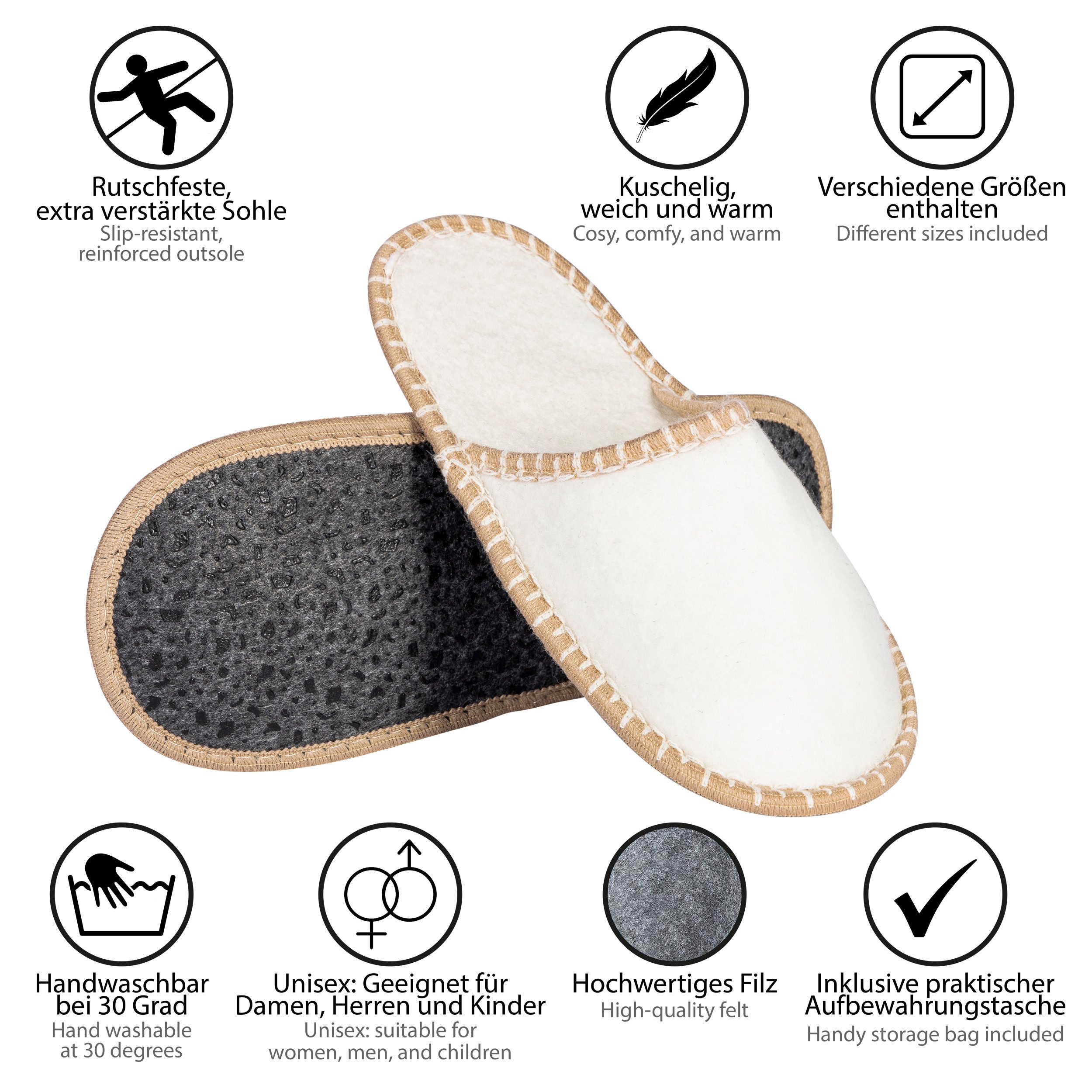 ONVAYA ABS Gästepantoffel, Cozy Moments, 6er Set, Antirutsch Sohle Hausschuh