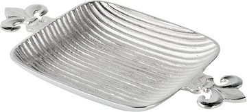 MichaelNoll Dekoschale Schale Lilie Dekoteller Deko Aluminium Silber - Moderne Dekoschale aus Metall - Tischdeko Hochzeit 44 / 52 cm