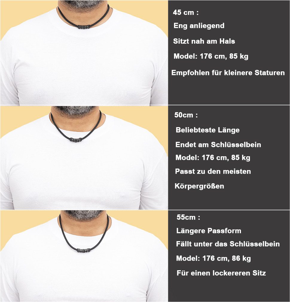 David Galvani Kette mit Anhänger Herren Halskette Lederkette Silber, Edelstahl 316L – Bild 2 von 5