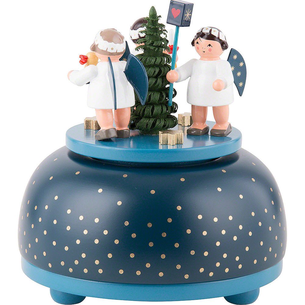 KWO Kunstgewerbe Werkstätten Dekofigur Spieldose Engel mit Geschenk (11cm) von KWO