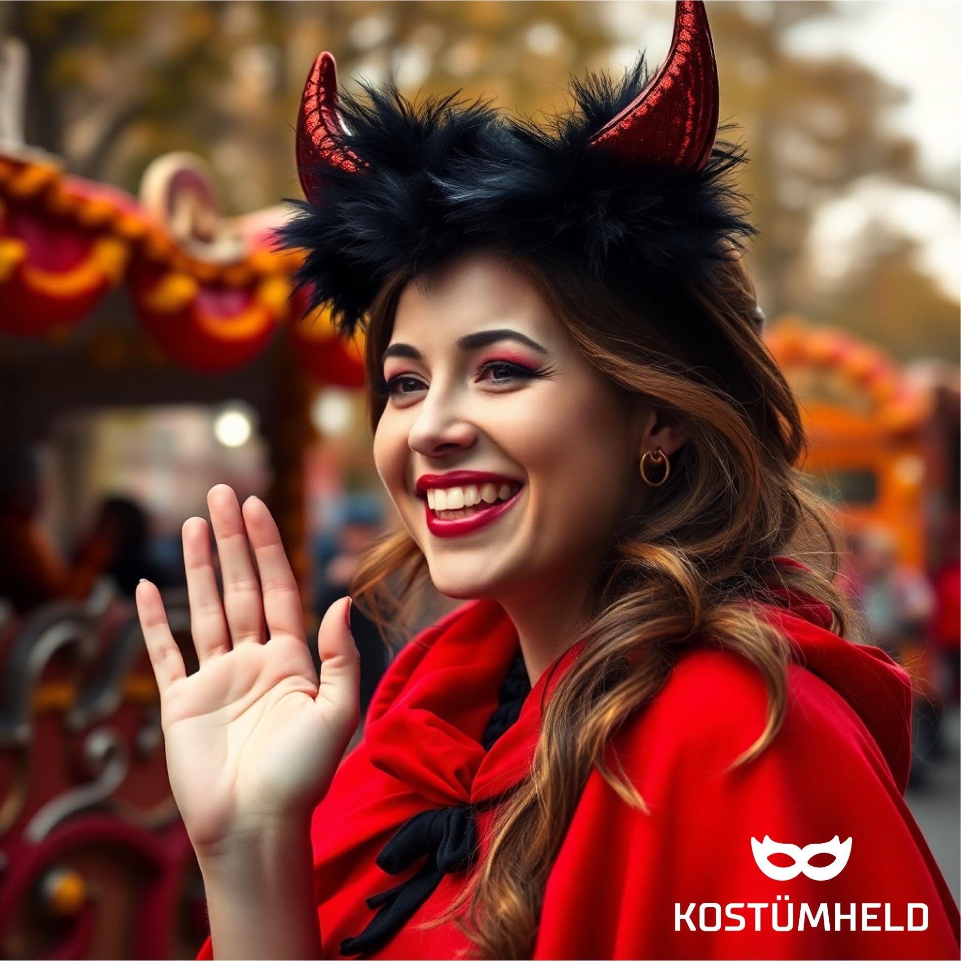 Kostümheld® Teufel-Kostüm Teufelsohren Teufelshörner Teufel - Halloween Kostüm Damen, Flexibles Band / Realistisches Design