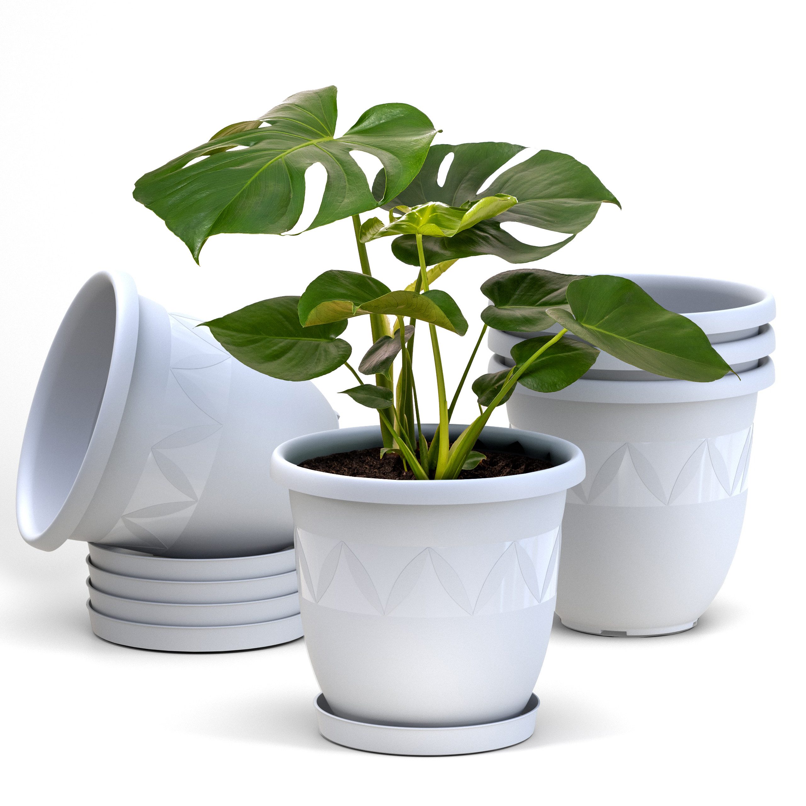 Plastard Плантатор 3er, 5er, 10er Sets, Blumentopf mit passenden Untersetzer 15 - 40 cm (5 St., Blumenkübel ist Witterungs-, frost- und UV-beständig)