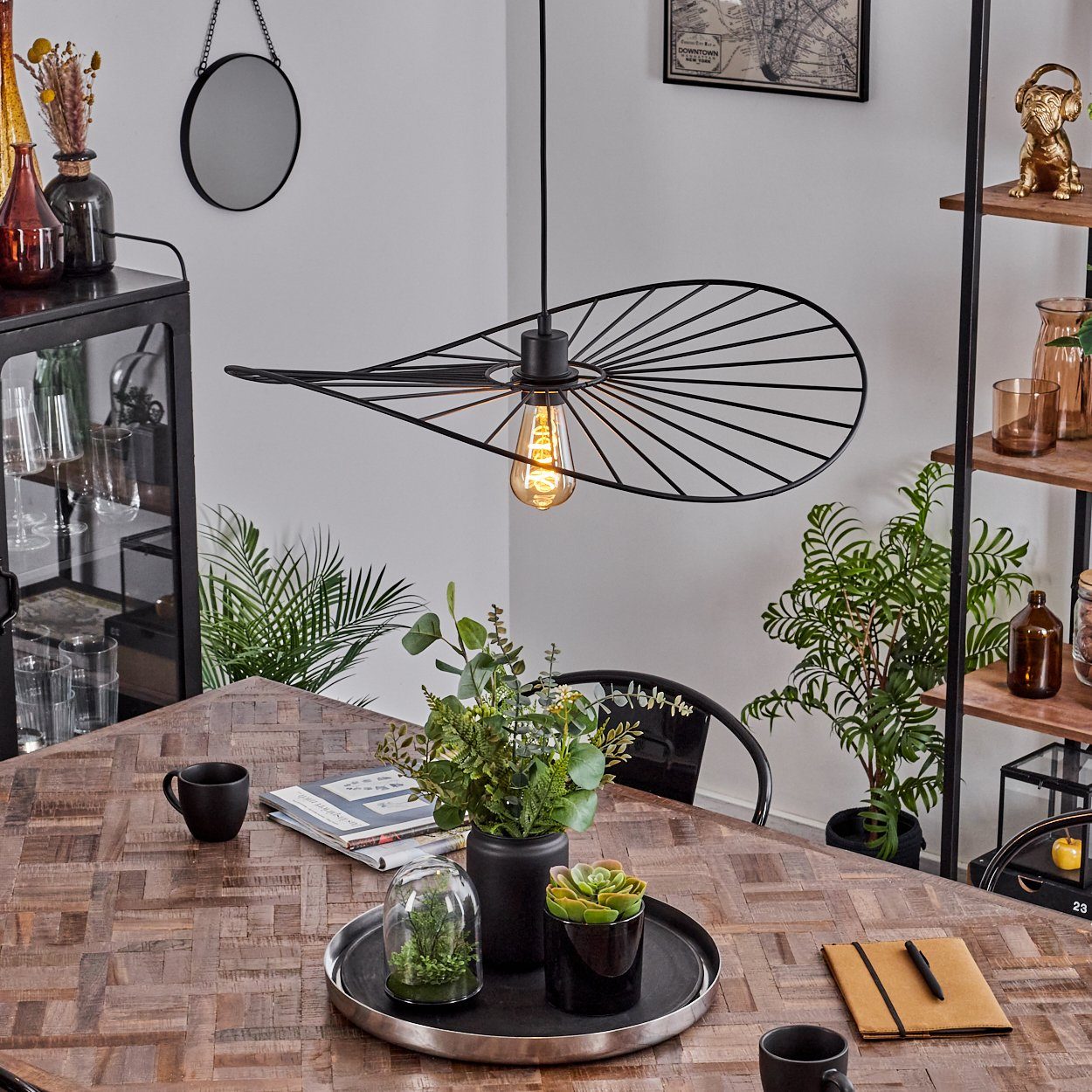 hofstein Hängeleuchte moderne Hängelampe aus Metall in Schwarz, ohne Leucht günstig online kaufen