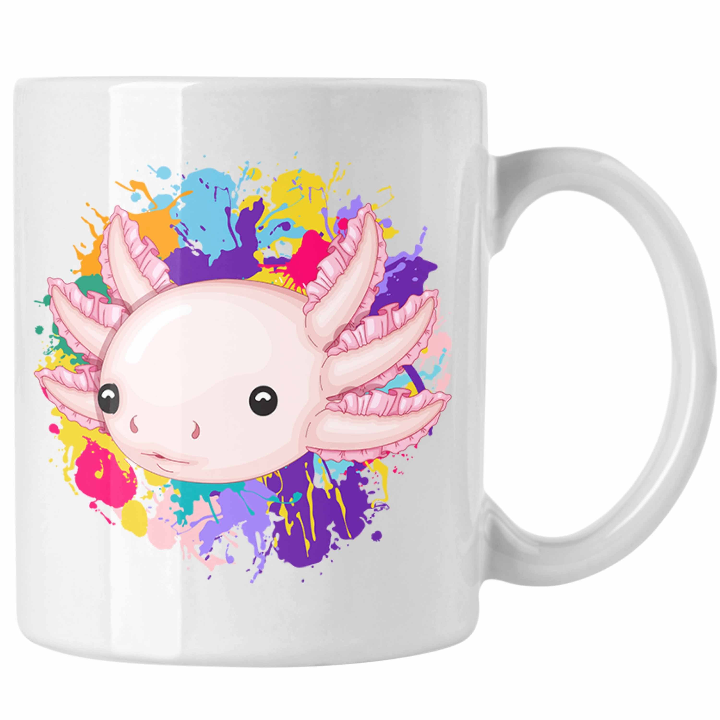 Geschenk Schwanzlurch Tasse Axolotl Tasse Trendation Geschenkidee für Gamer Schwanz-Lur Weiss