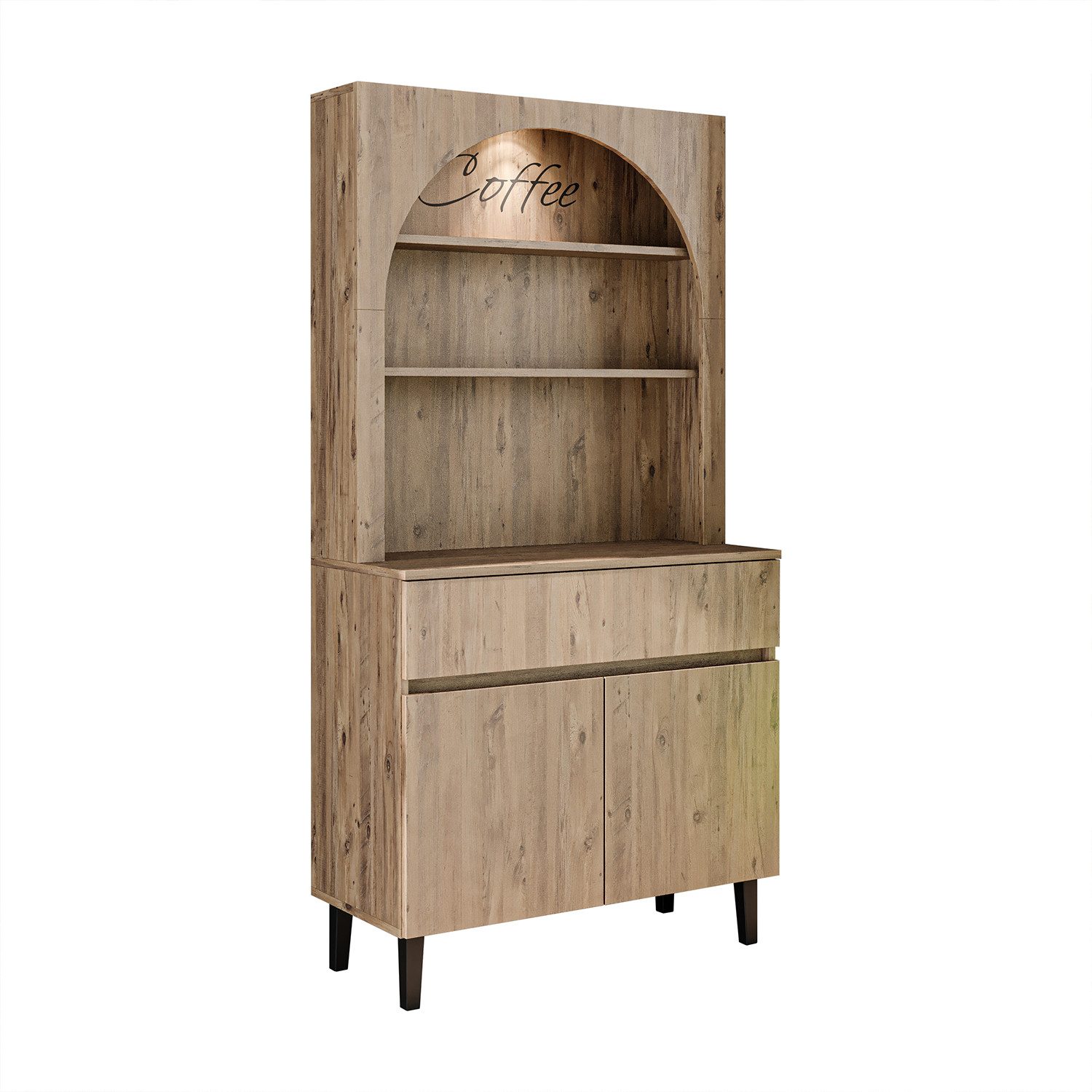 Roomart Küchenregal VENEDIK Küchenschrank 90 cm, Buffet, Schublade in 4 Farben, mit Beleuchtung, offene Nische, Schublade, Einlegeböden in 4 Farben – Bild 5 von 5