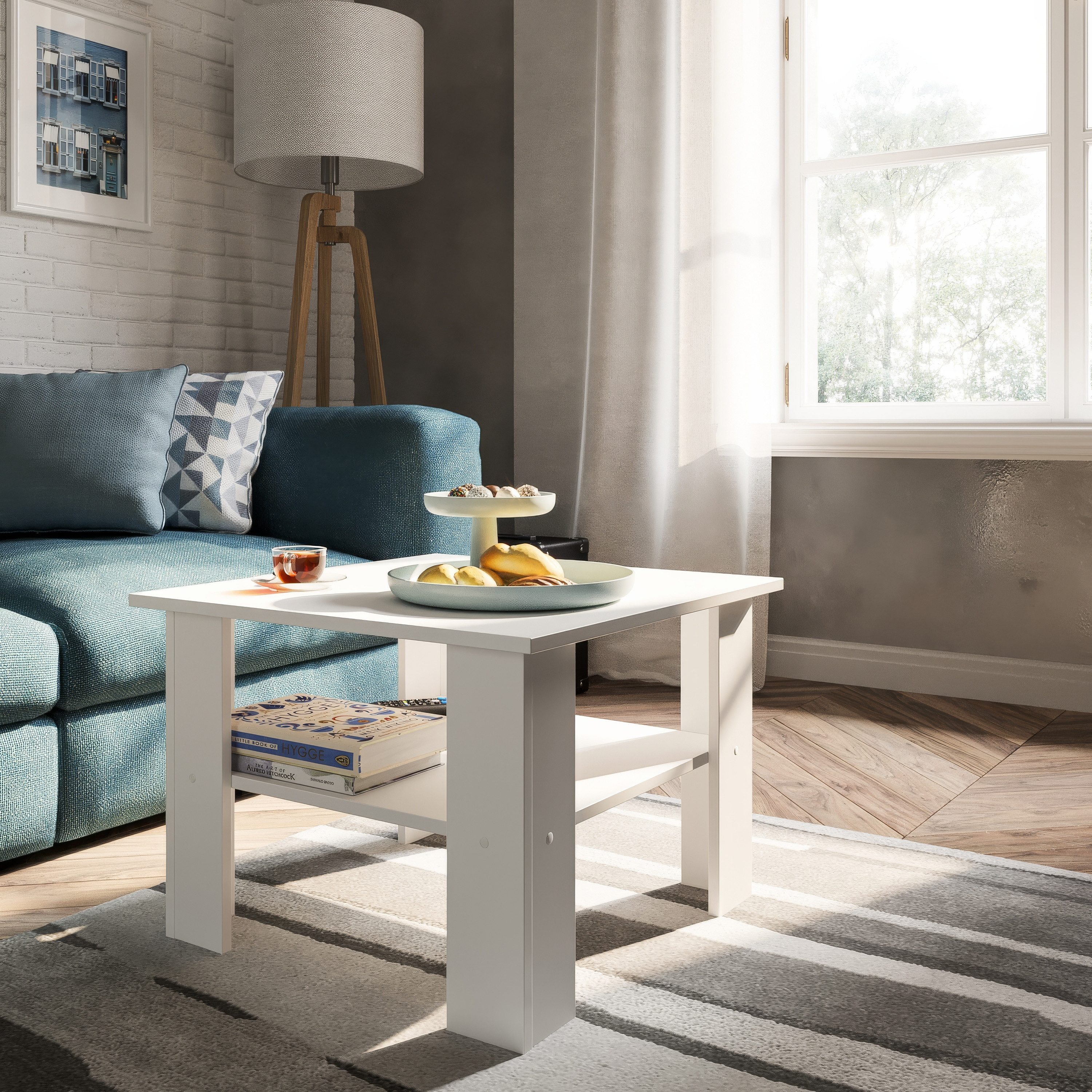 KOMTO Couchtisch Wohnzimmertisch Modern Coffee Table Tisch Holz Beistelltisch (Tisch Wohnzimmer Sofatisch Stubentisch, Wohnzimmer Tisch für Couch, Spanplatte, V – Bild 5 von 5