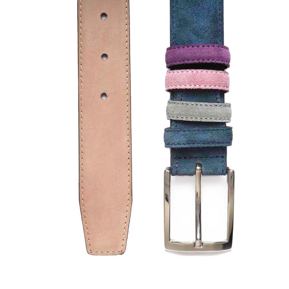 BGENTS Ledergürtel Veloursledergürtel mit Naht und drei kontrastfarbene Wechselschlaufen stylisch