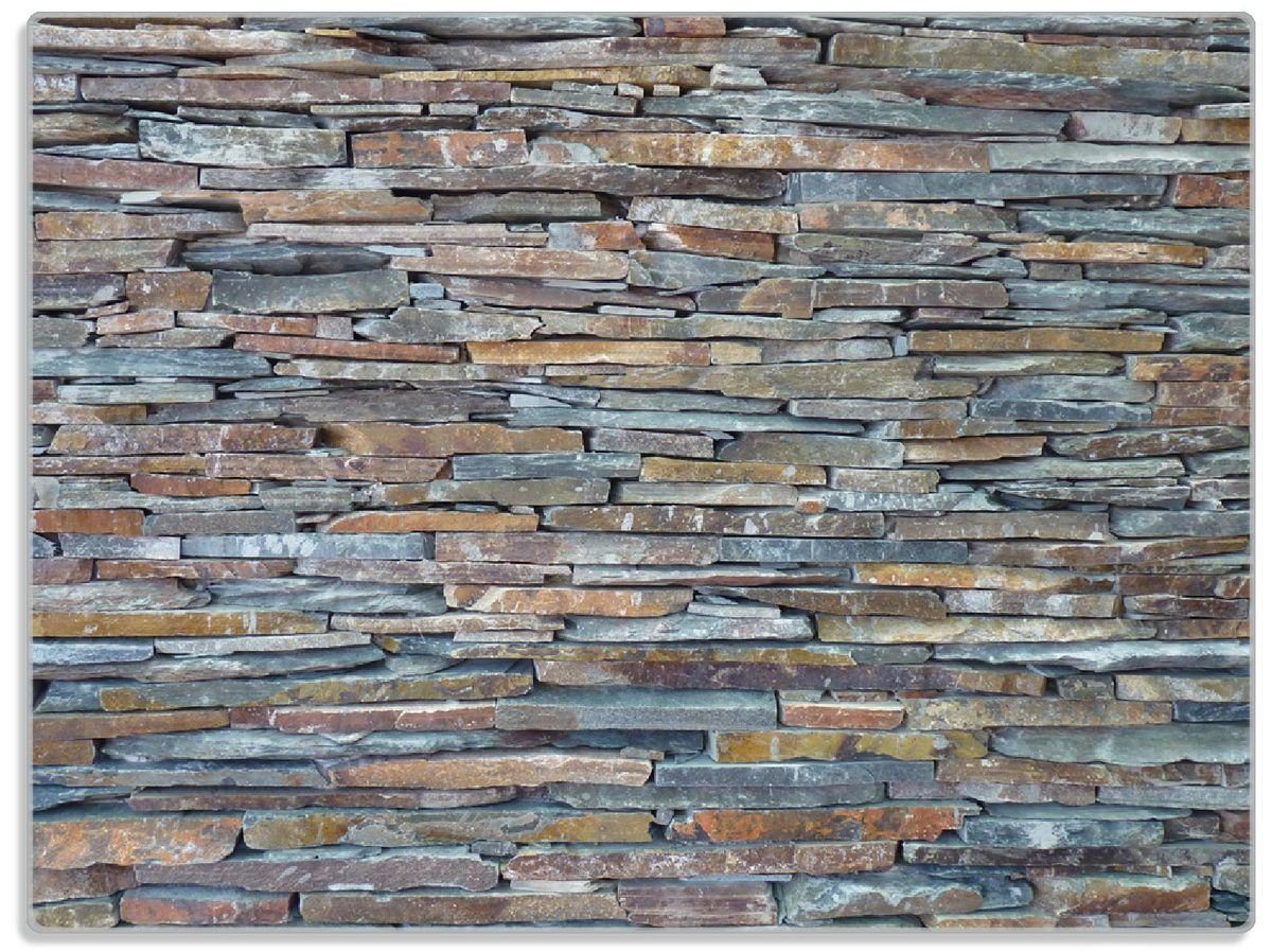 Wallario Schneidebrett Natursteinmauer in grau braun, ESG-Sicherheitsglas, (inkl. rutschfester Gummifüße 4mm, 1-St), 30x40cm | Schneidebretter