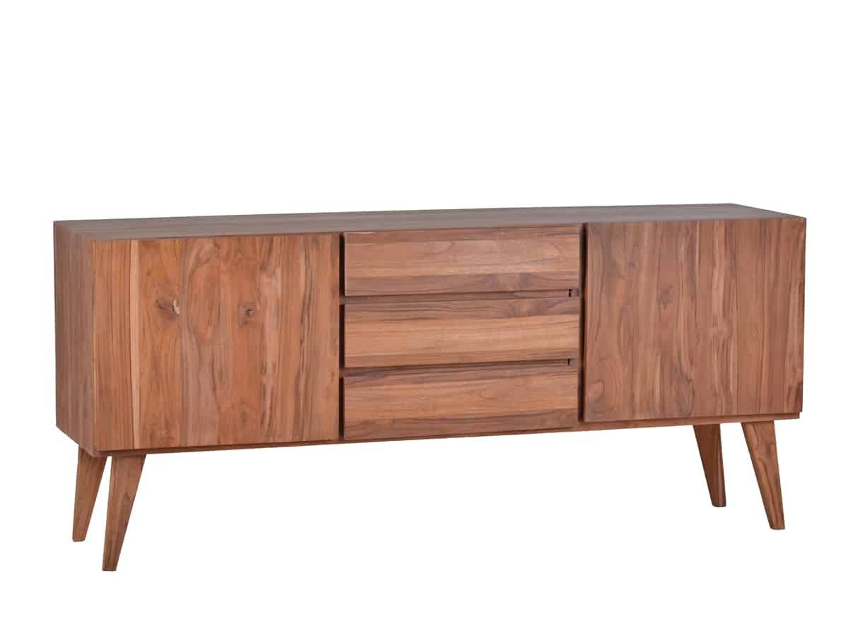 MiaMöbel Sideboard Tamesi, aus massivem Teakholz Dunkelbraun