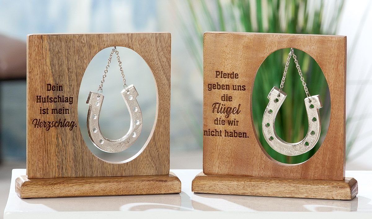Brillibrum Dekoobjekt Pferd Holzrahmen Spruch Hufeisen Mangoholz Botschaft günstig online kaufen
