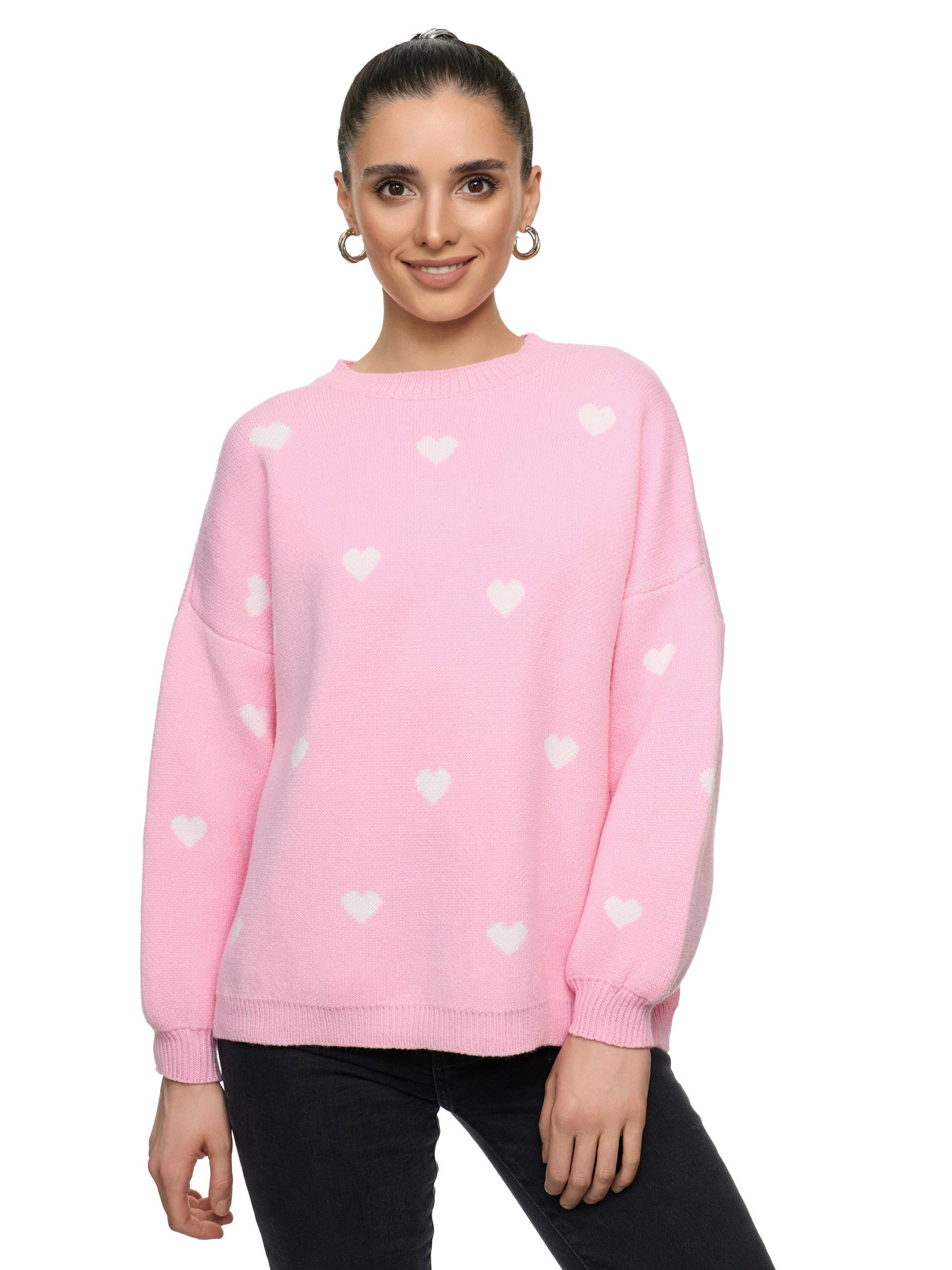 Worldclassca Strickpullover WORLDCLASSCA Damen Strickpulllover mit eingestrickten Herzen LOVE Neue Kollektion - Stilvolle und gemütliche Strickmode für Damen