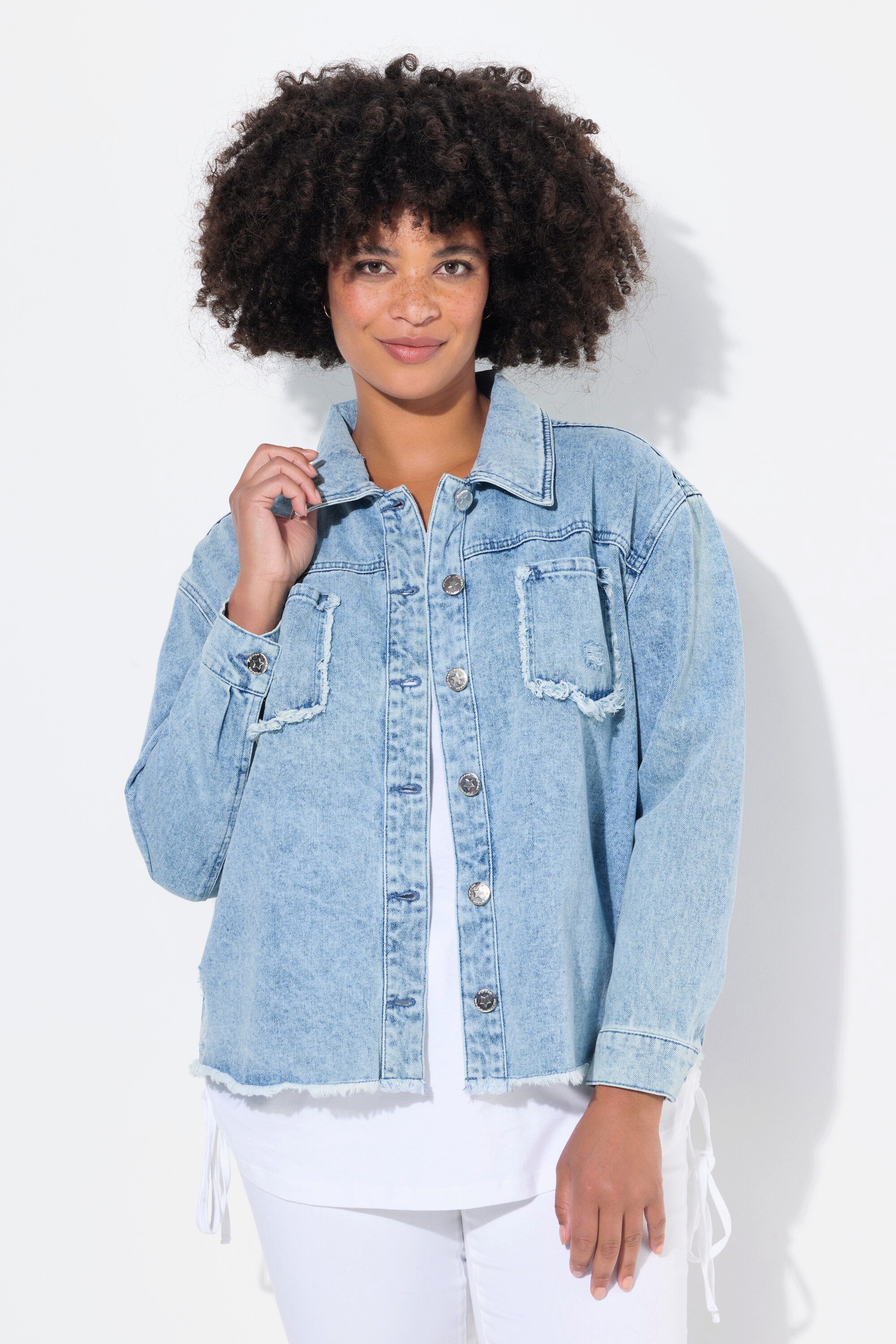 Angel of Style Sommerjacke Jeansjacke oversized destroyed Rückendruck günstig online kaufen