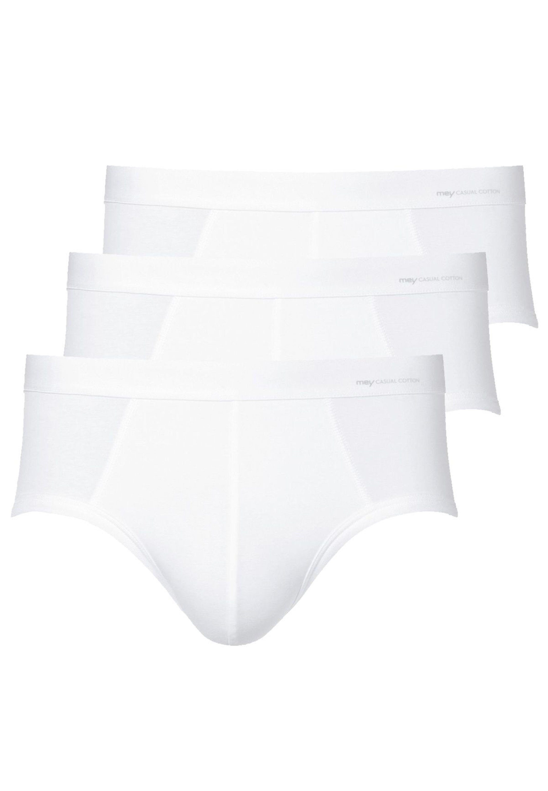 Weiß Slip Slip Ohne / Webbund Casual - - Cotton (Spar-Set, Unterhose - 3-St) 3er Eingriff Baumwolle Aufgesetzter Mey Pack