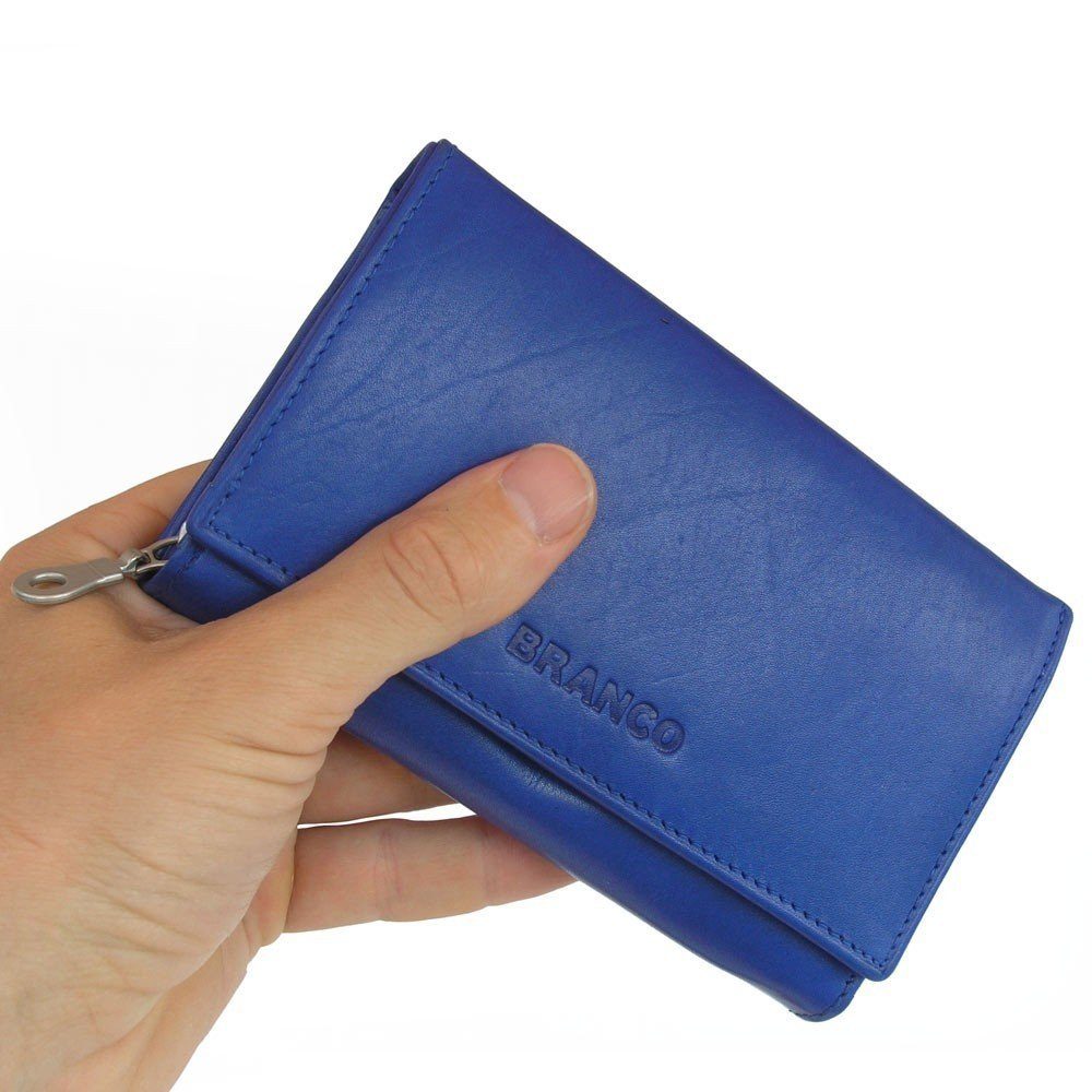 BRANCO Geldbörse Große Damen-Geldbörse / Portemonnaie, Leder, Azur-Blau, Branco 265
