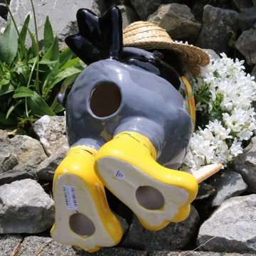 Tangoo Gartenfigur Tangoo Keramik-Rabe Opa in der grauen Hose, (Stück)