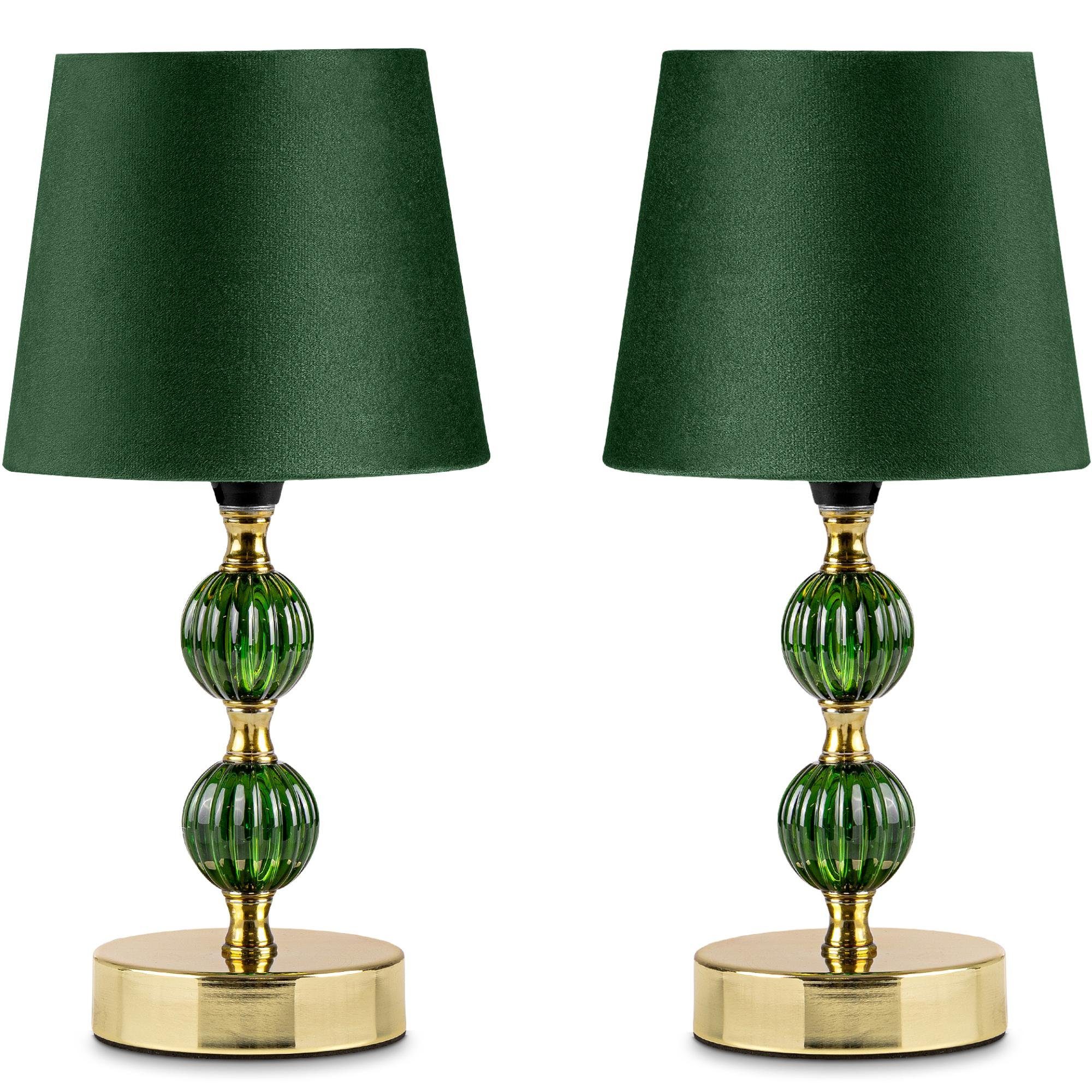 Konsimo Tischleuchte VULGA Tischlampe, ohne Leuchtmittel, elegante Lampe, mit einem Glasfuß grün/gold