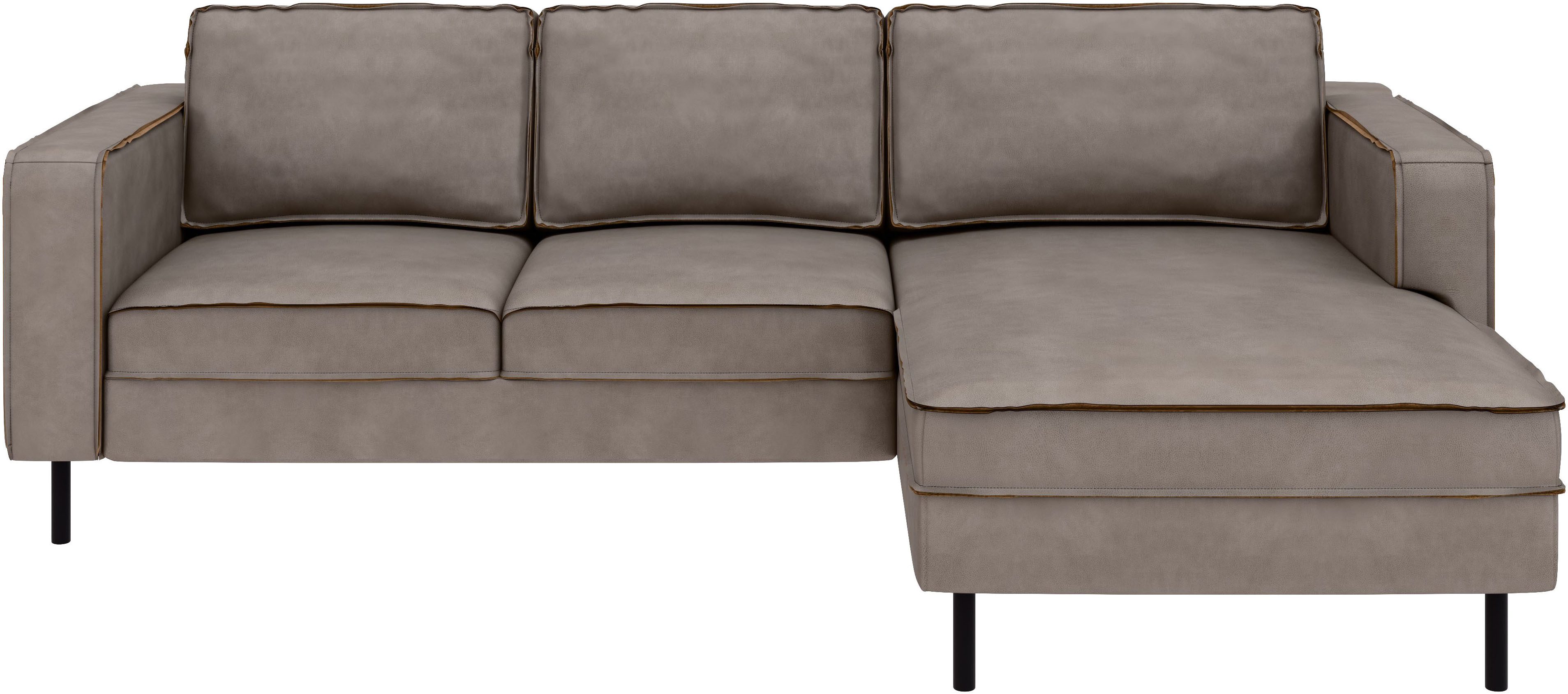 Home affaire Ecksofa Watkins, wahlweise mit Schlaffunktion/Bettkasten, moderne offene Naht, Recamiere beidseitig montierbar, L-Form, Breite 232 cm