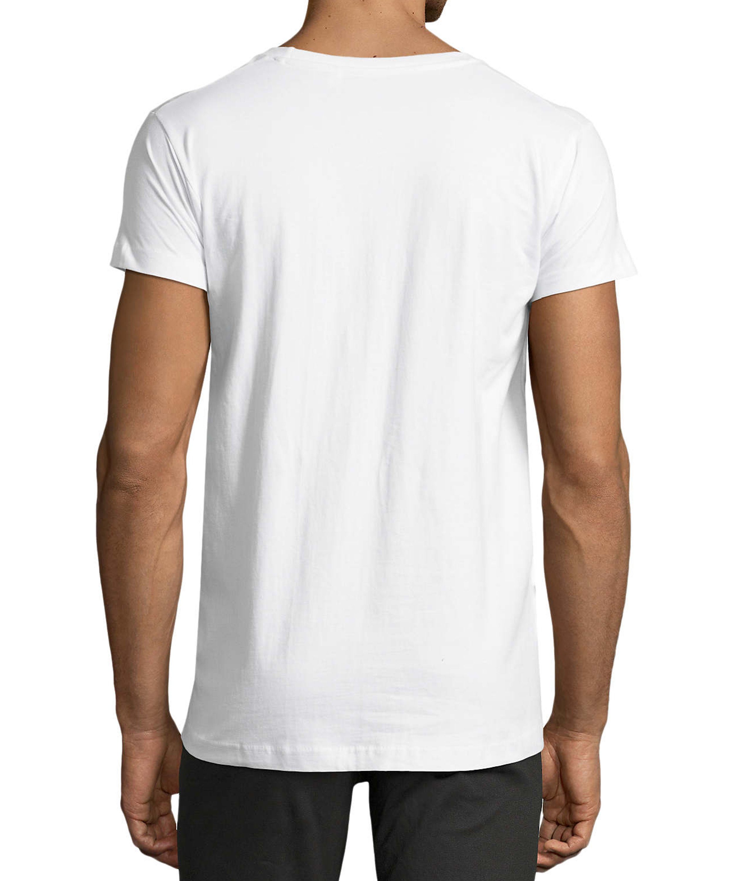 mit Print weiss MyDesign24 - Trinkshirt Baumwollshirt Mann trinkenden Fit, Regular Herren zum Aufdruck bis T-Shirt i312 Evolution Fun Shirt