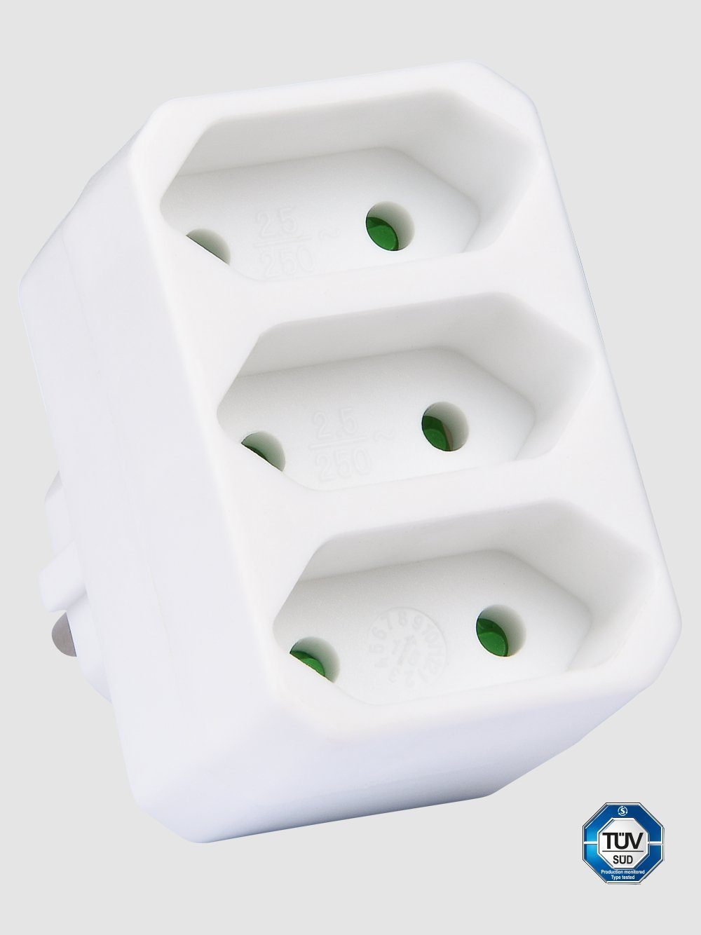 COFI 1453 3 Fach Steckdosenadapter ohne Schalter Kindersicherung Mehrfachsteckdose
