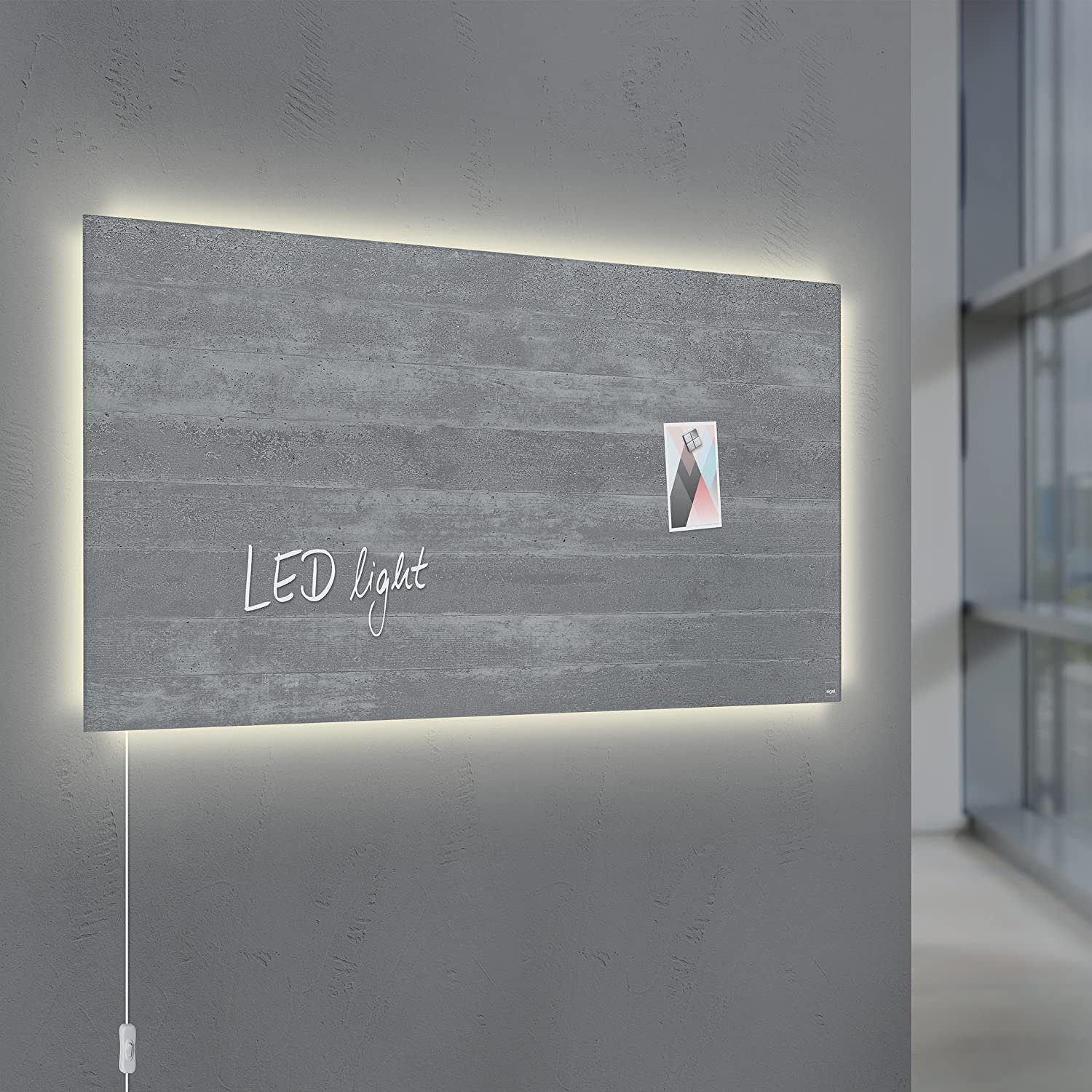 Sigel Magnettafel, Sigel Glas Magnetboard artverum® LED light 91x46  Sichtbeton