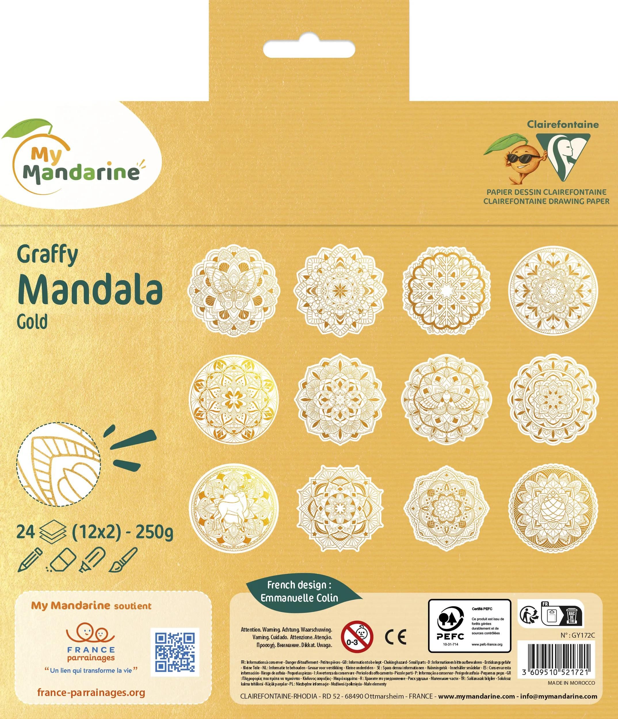Avenue Mandarine Malvorlage 5x Graffy Mandala Gold - Gold GY172C, My Mandarine