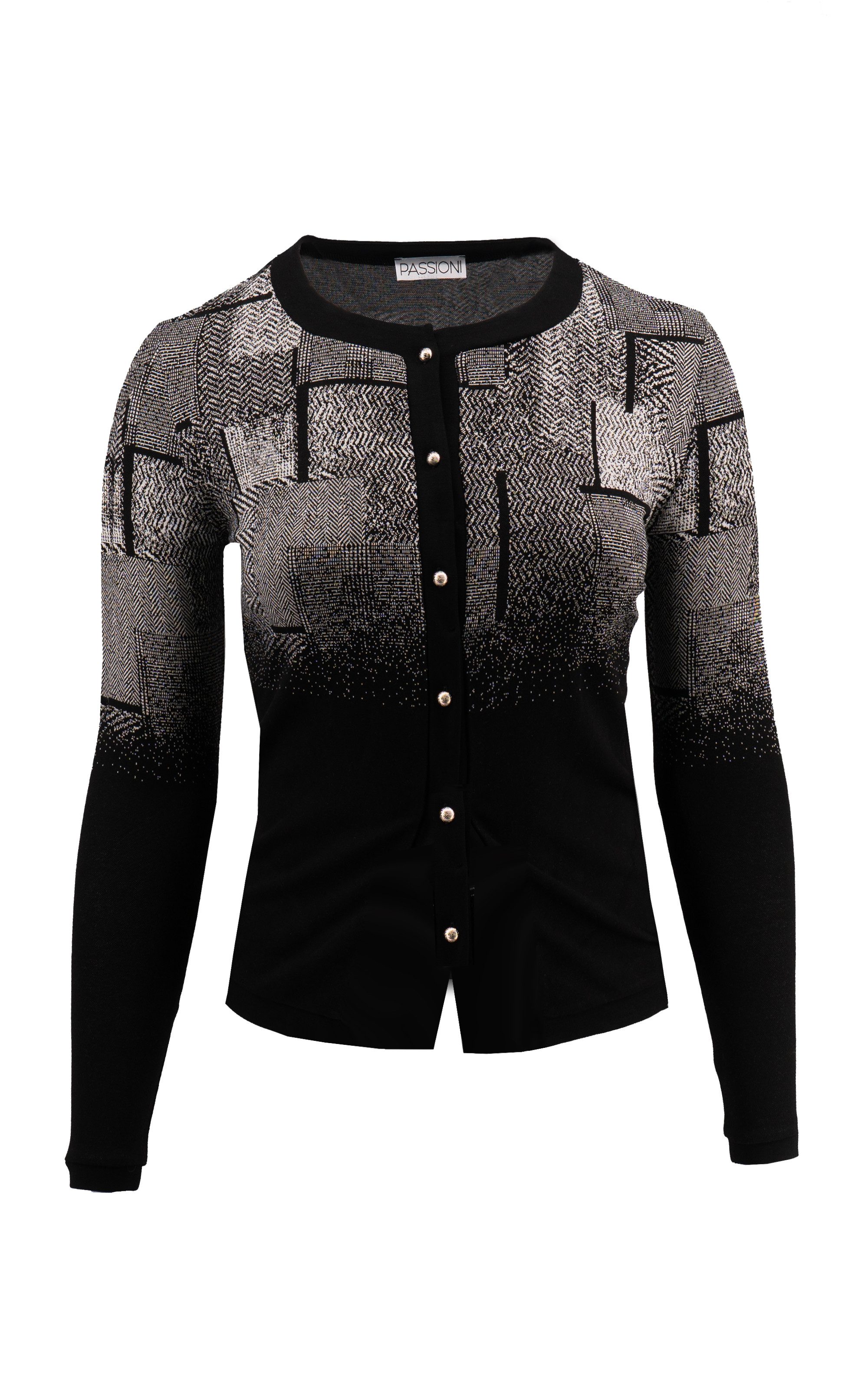 Passioni 2-in-1-Strickjacke mit Detailknöpfen verlaufendes Muster günstig online kaufen