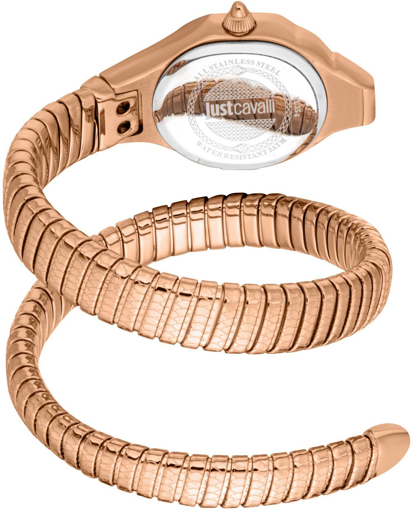 Just Cavalli Time Quarzuhr Fiore JC1L354M0045, Armbanduhr, Damenuhr, Edelstahlarmband, analog, Kristallsteine