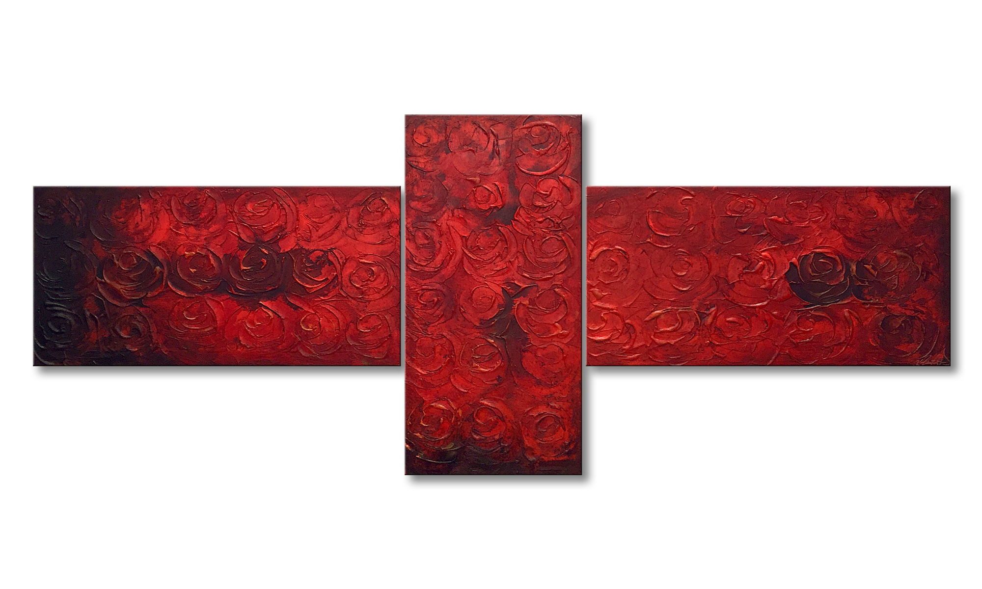 WandbilderXXL XXL-Wandbild Midnight Roses 250 x 100 cm, Abstraktes Gemälde, handgemaltes Unikat