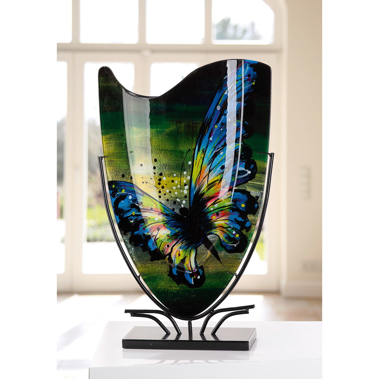 GILDE Bodenvase Schmetterling (1 St), Innenwände sind handbemalt; Nicht wasserdicht, Höhe: 57cm