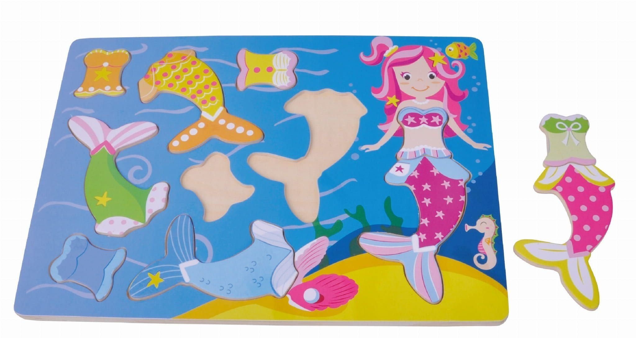 Sun Baby Steckspielzeug SUN BABY Holzpuzzle Meerjungfrau 26,5 x 20 cm 12 M+