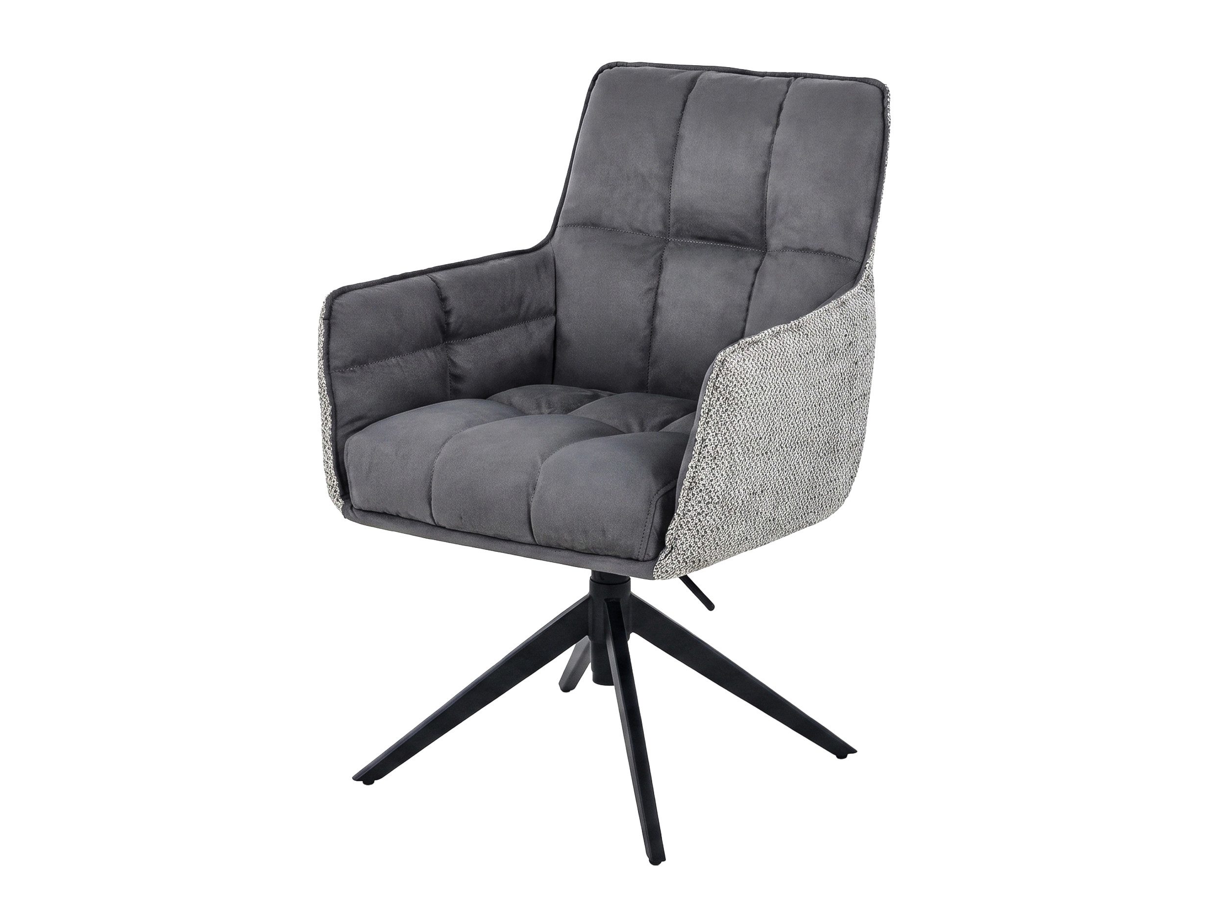 Massivart® Polsterstuhl höhenverstellbar, 360° Drehfunktion, Esszimmerstuhl Webstoff »KALVO«, Armlehnen · Federkorb · Metallgestell schwarz pulverbeschichtet